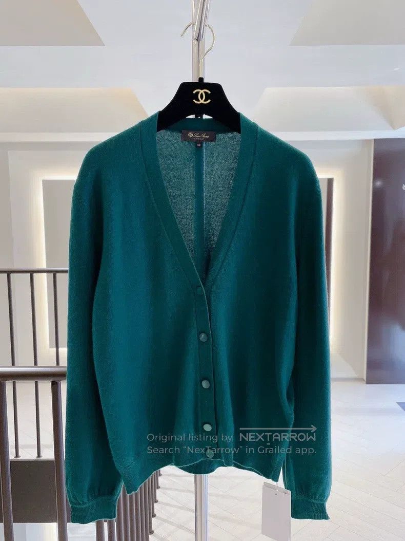 Loro Piana LORO PIANA Emerald Green Cashmere Knit Cardigan Size XS / US 0-2 / IT 36-38 - 1 Thumbnail