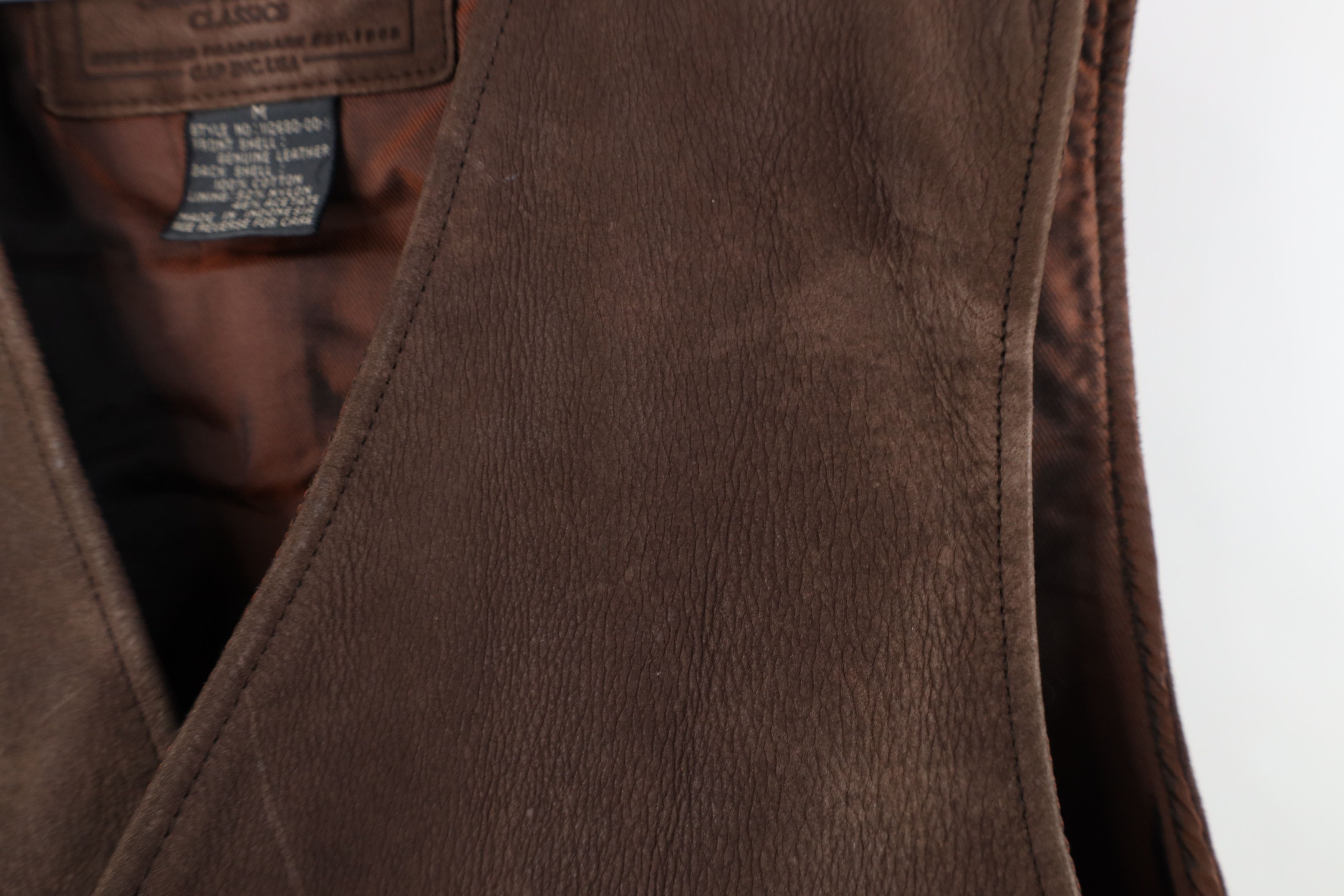 Gap Vintage 90s Gap Buckle Back Suede Leather Vest Jacket Brown Size US M / EU 48-50 / 2 - 5 Thumbnail
