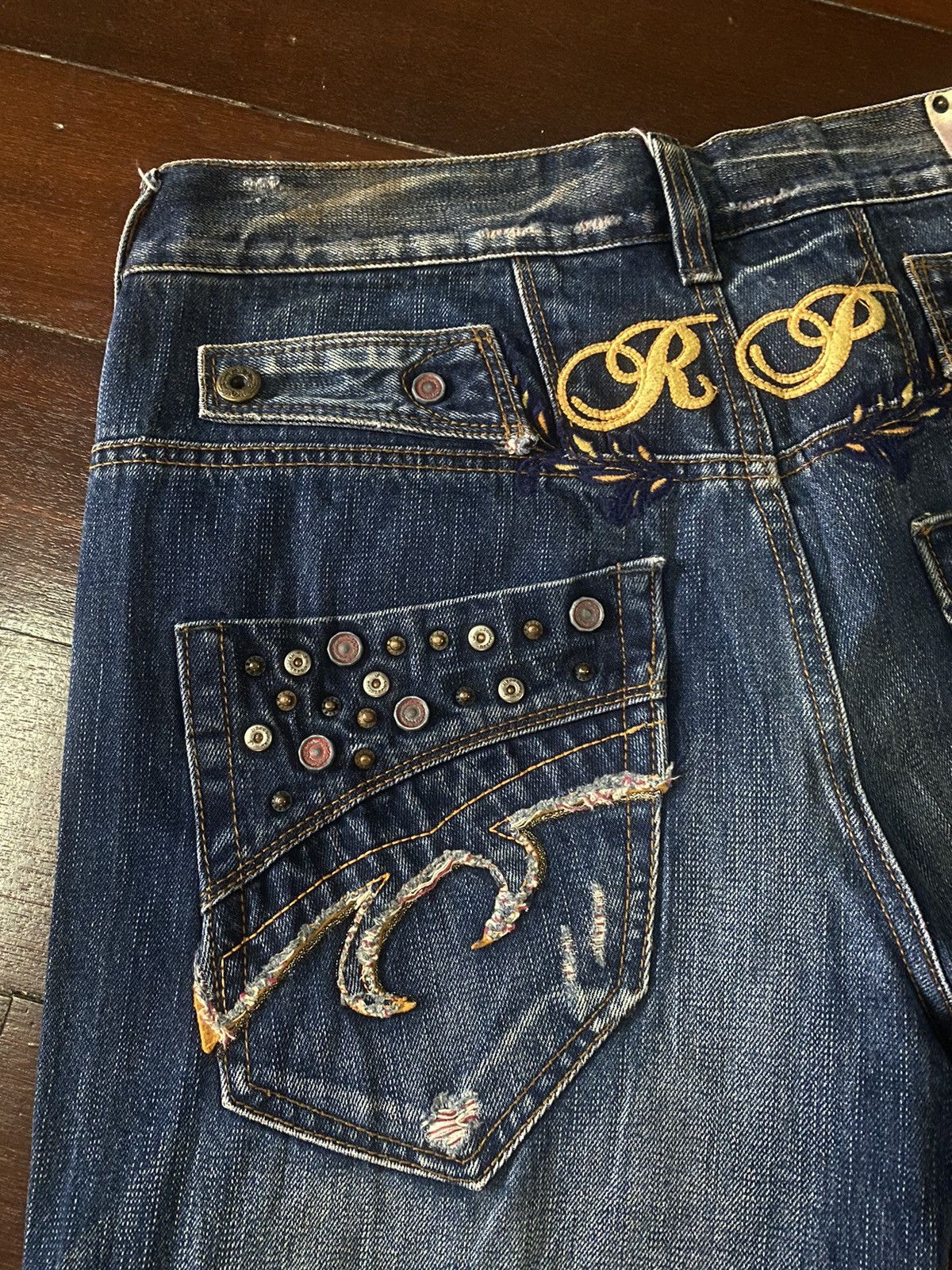 Hysteric Glamour RED PEPER EMBROIDERY SPEEL OUT LOGO STUDDE BUTTON ZIPPER Size US 37 - 21 Thumbnail