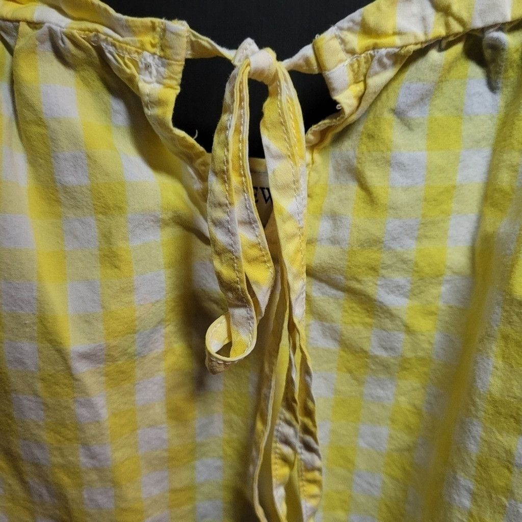 J.Crew J Crew, camisole top, yellow/white checks, medium, EUC Size L / US 10 / IT 46 - 4 Thumbnail
