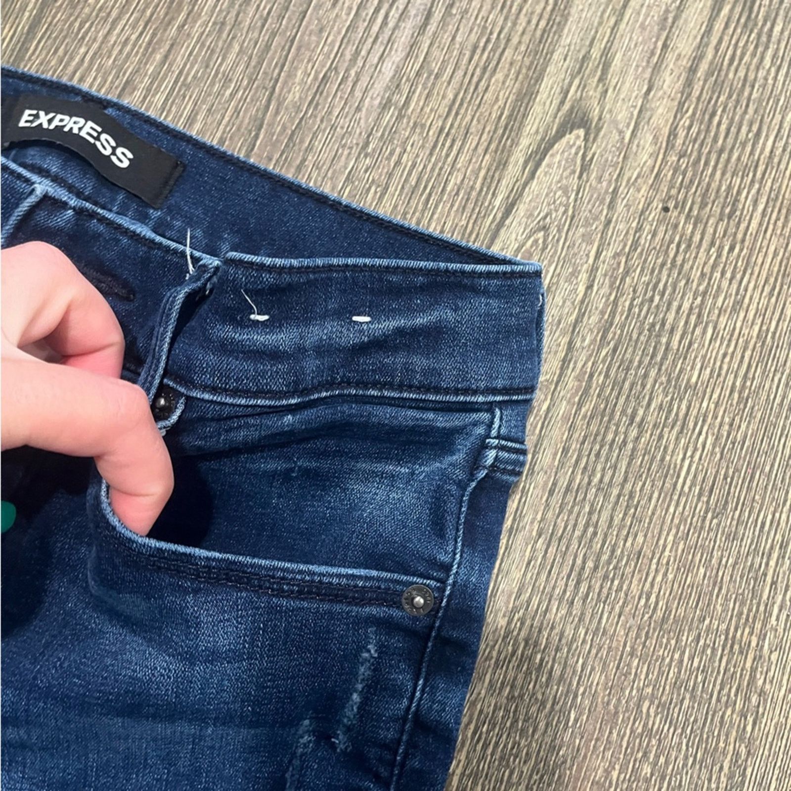 Express Express Ankle Legging Jeans Perfect Raw Hem Blue Size 2L Size 26" / US 2 / IT 38 - 9 Thumbnail