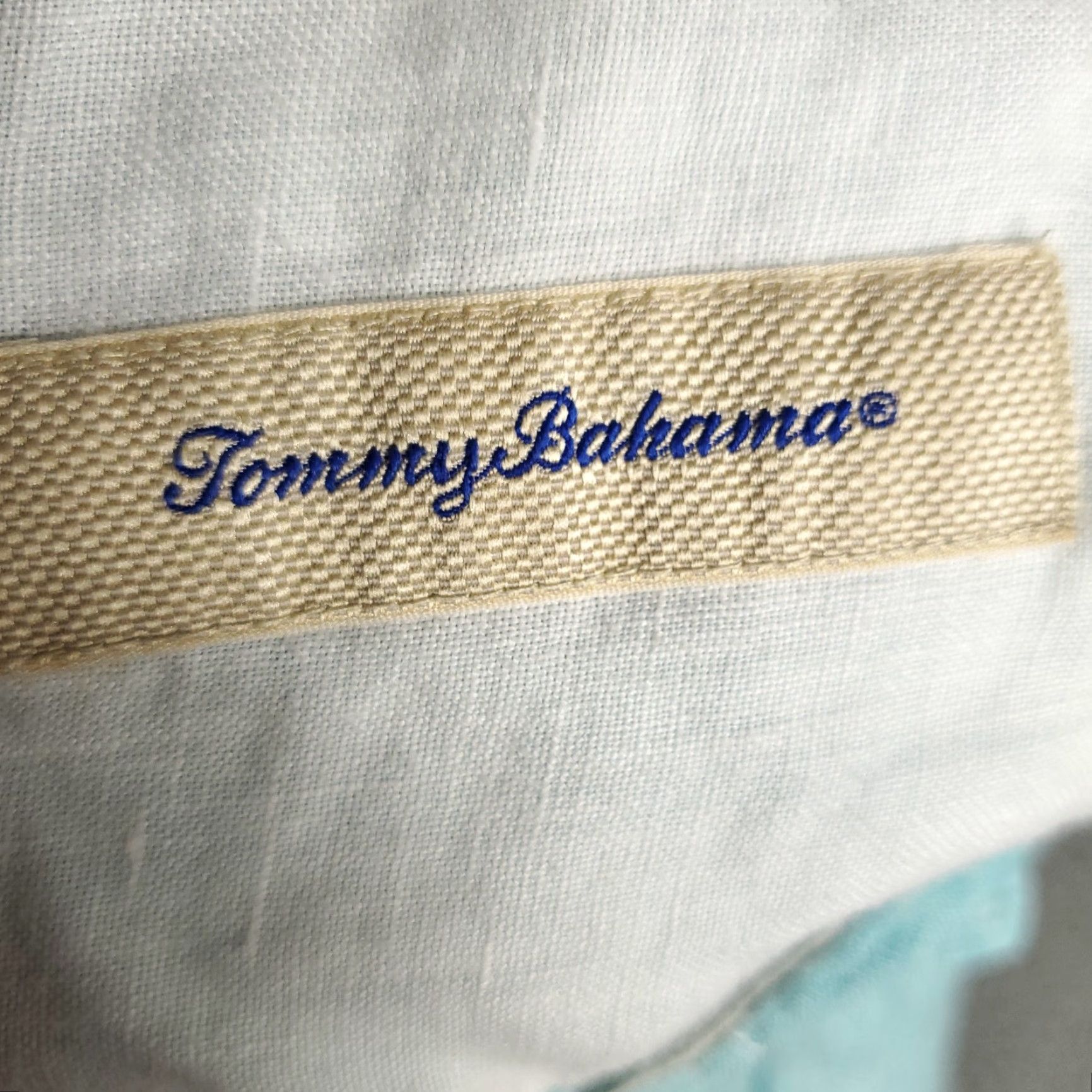 Tommy Bahama VINTAGE Tommy Bahama Men's Short Sleeve Linen Shirt Blue Hawaiian Casual Beach Summer 90s Mens Size US L / EU 52-54 / 3 - 6 Thumbnail