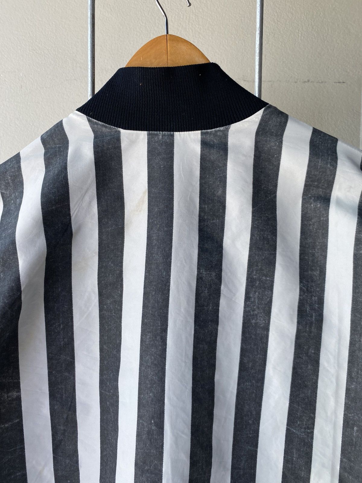 Vintage NFIOA Black and White Striped Bomber Jacket. Size US XL / EU 56 / 4 - 5 Thumbnail