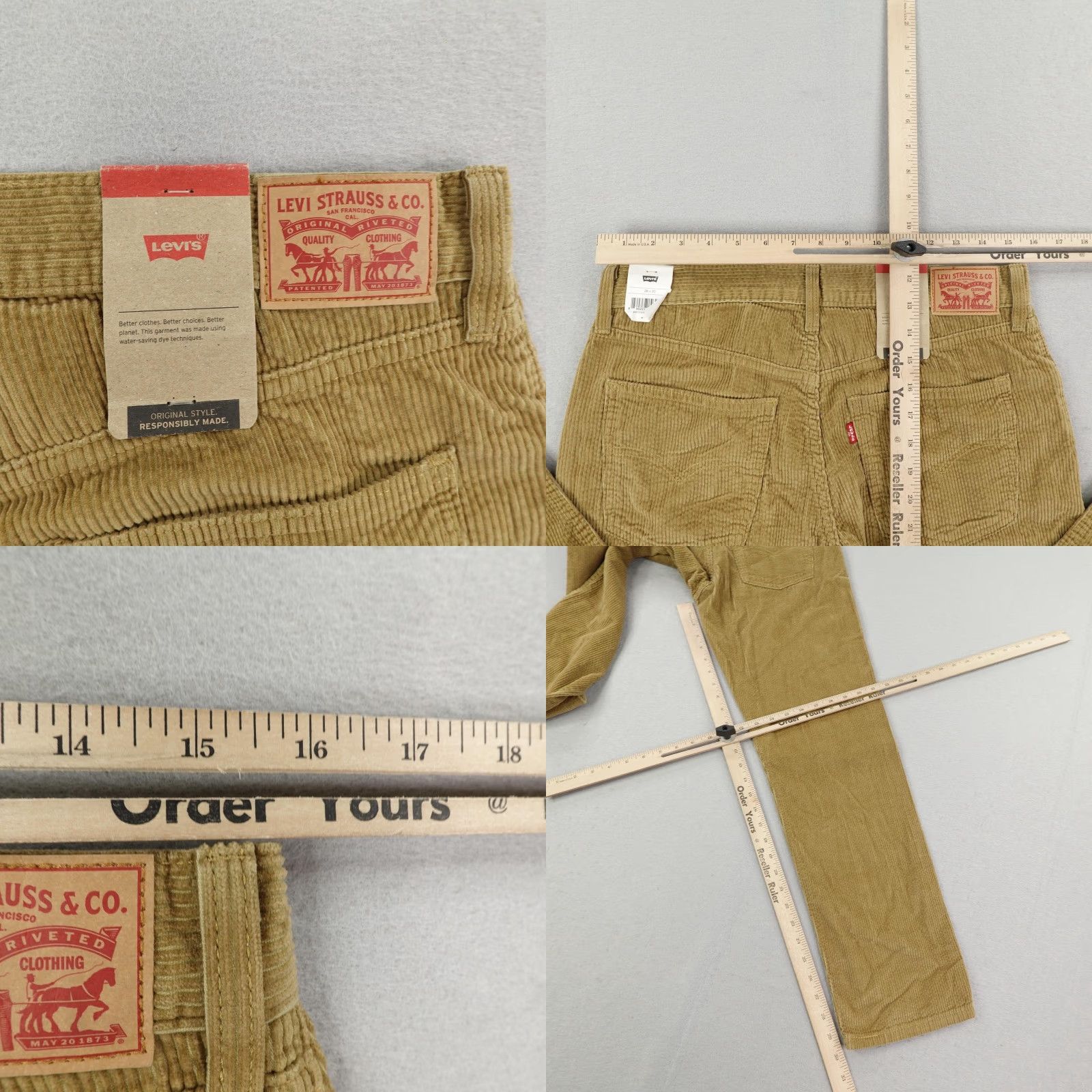Levi's Levi's Mens Pants 28x30 Corduroy Straight Leg Brown Casual Workwear 500 Series Size US 28 / EU 44 - 8 Thumbnail