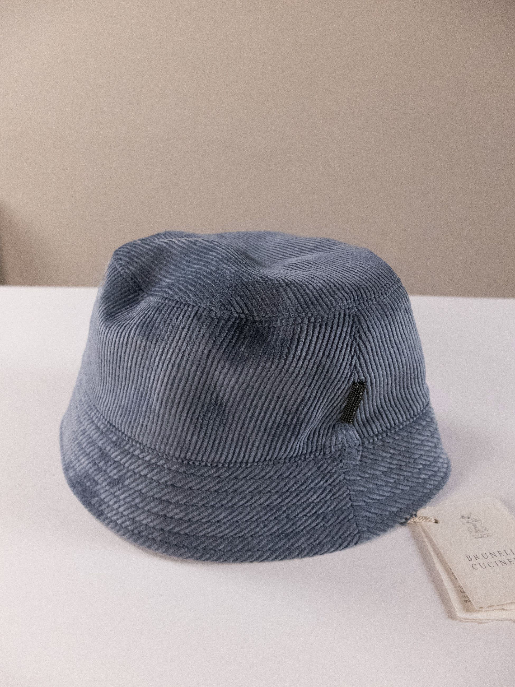 Brunello Cucinelli BRUNELLO CUCINELLI Monili blue corduroy bucket hat Medium Size ONE SIZE - 3 Thumbnail