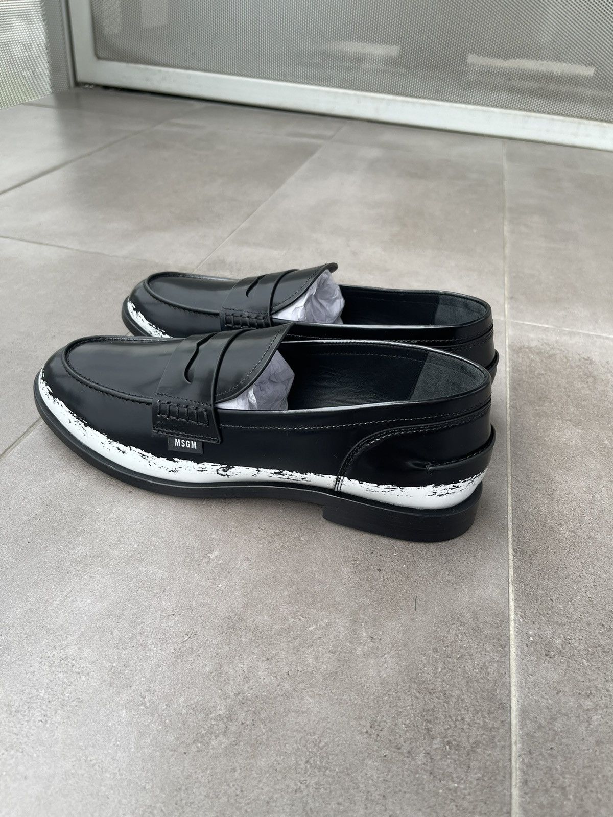 MSGM !DS! SS24 MSGM Black White Pattern Leather Loafers Size US 10 / EU 43 - 10 Thumbnail