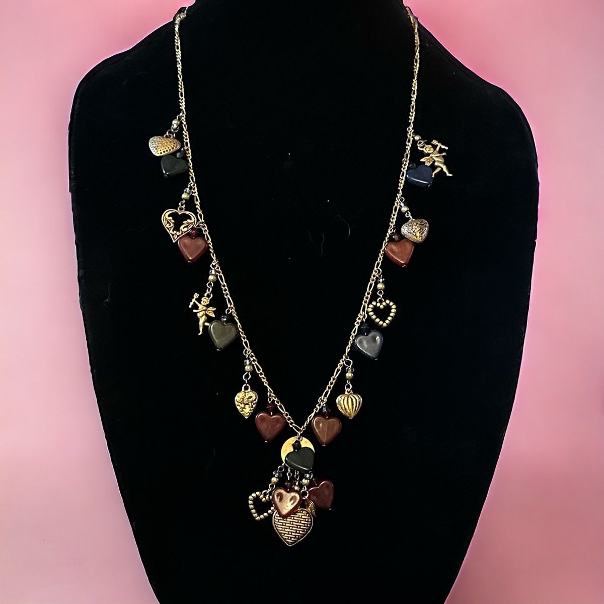 Vintage Vintage long cherubs and hearts charm necklace Size ONE SIZE - 1 Thumbnail