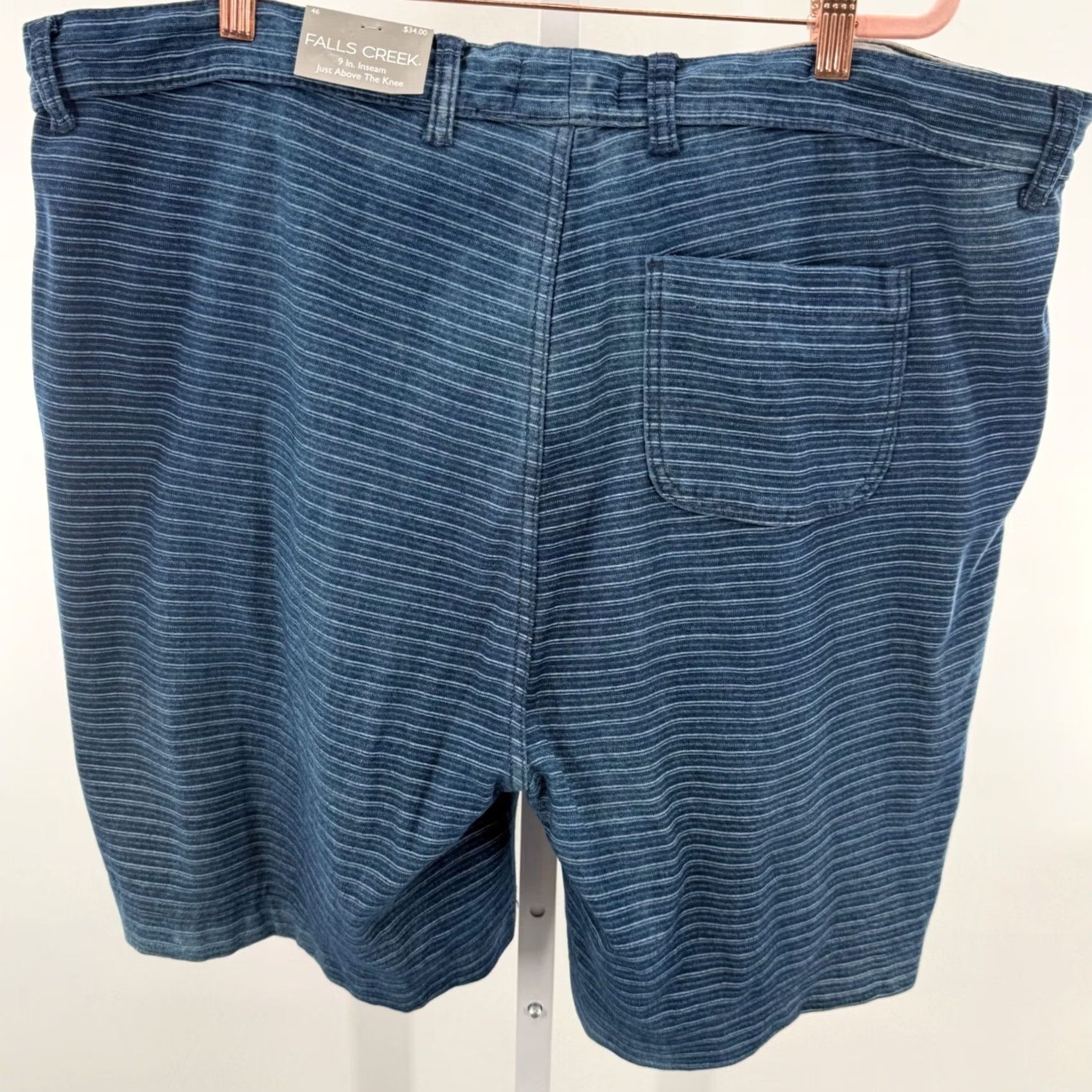 Vintage Falls Creek Striped Shorts Chino Blue 46 Men Casual Travel Knee Length Pockets Lightweight Cotton Blend Knit Vintage No Size US 30 / EU 46 - 2 Thumbnail