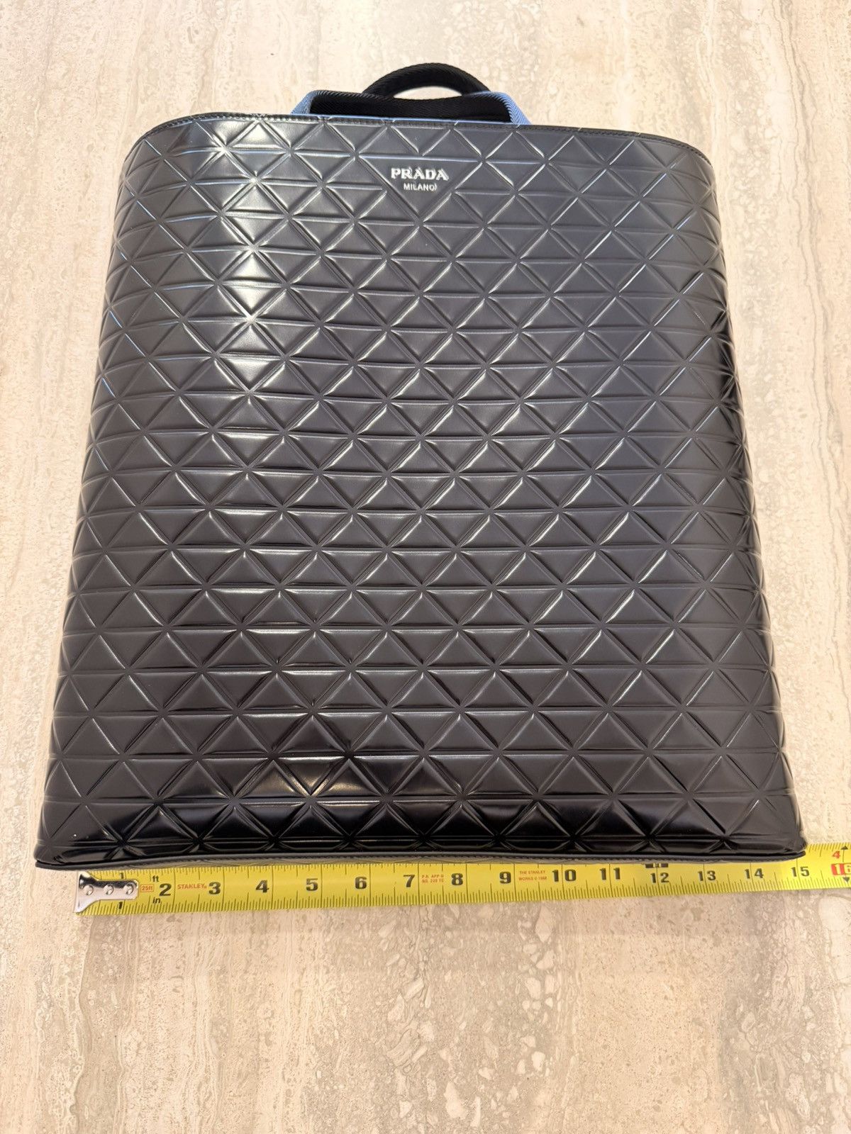 Prada PRADA Tote Bag Water Bottle Leather Black Triangle Pattern Size ONE SIZE - 19 Thumbnail