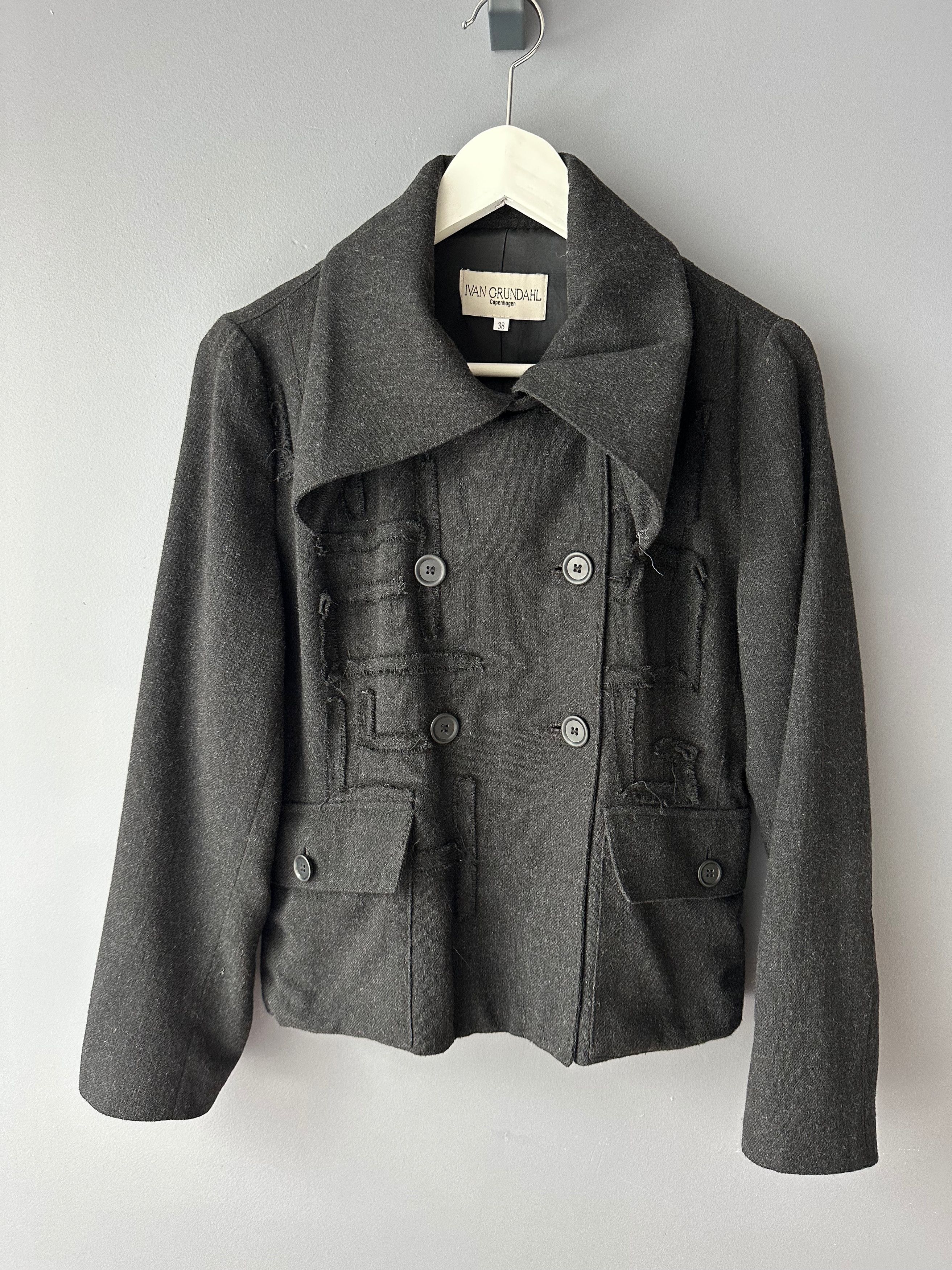 Ivan Grundahl Ivan Grundahl IT38 Wool Jacket Blazer Avant Garde Size XS / US 0-2 / IT 36-38 - 4 Thumbnail