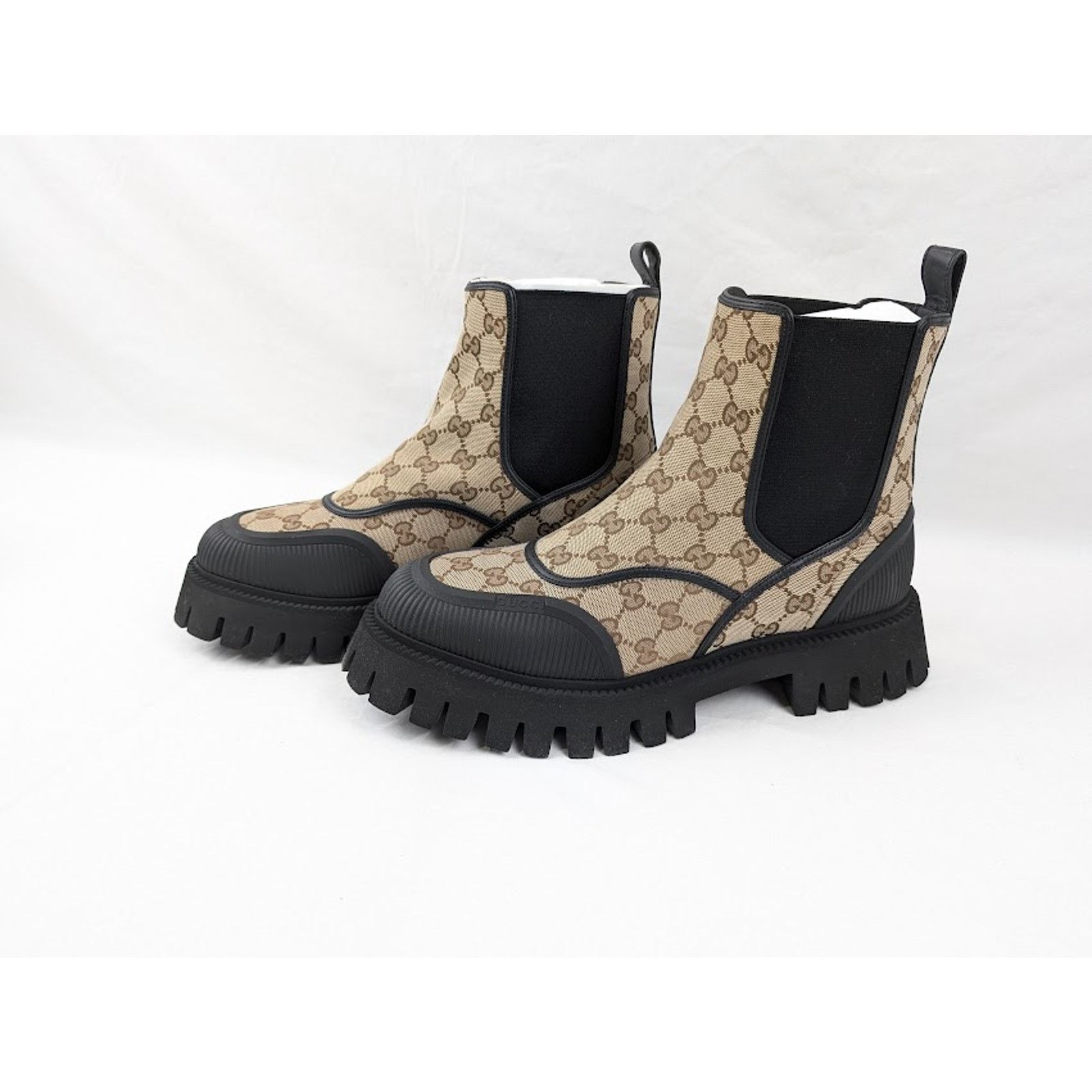 Gucci o1rshd1 Novo GG Canvas Chelsea Boots in Beige/Ebony Size US 11.5 / EU 44-45 - 14 Thumbnail
