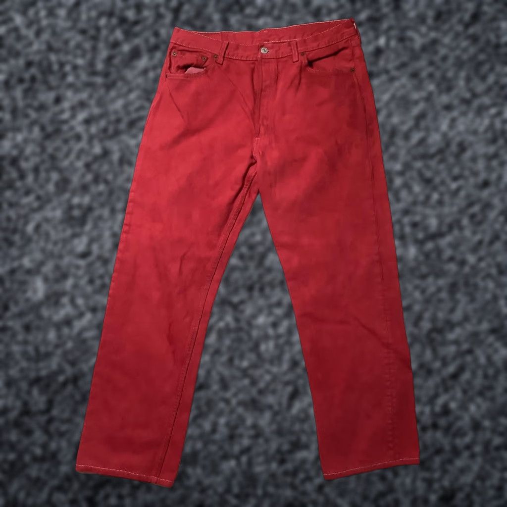Levi's VINTAGE Levi's 501 Jeans Mens 32x29 Red Button Fly United States 90s Cotton Denim Straight Size US 32 / EU 48 - 1 Thumbnail