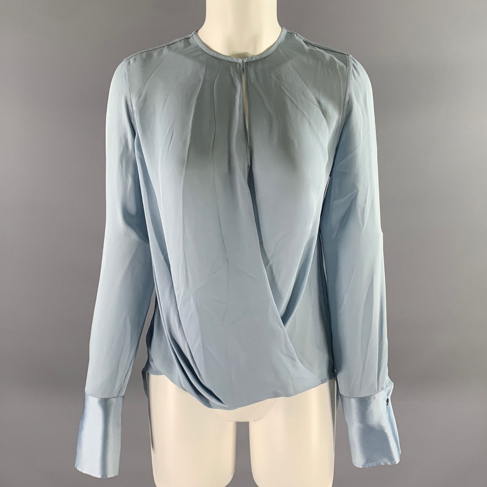 Rag & Bone RAG & BONE Size XS Blue Silk Faux Wrap Blouse Size XS / US 0-2 / IT 36-38 - 1 Thumbnail
