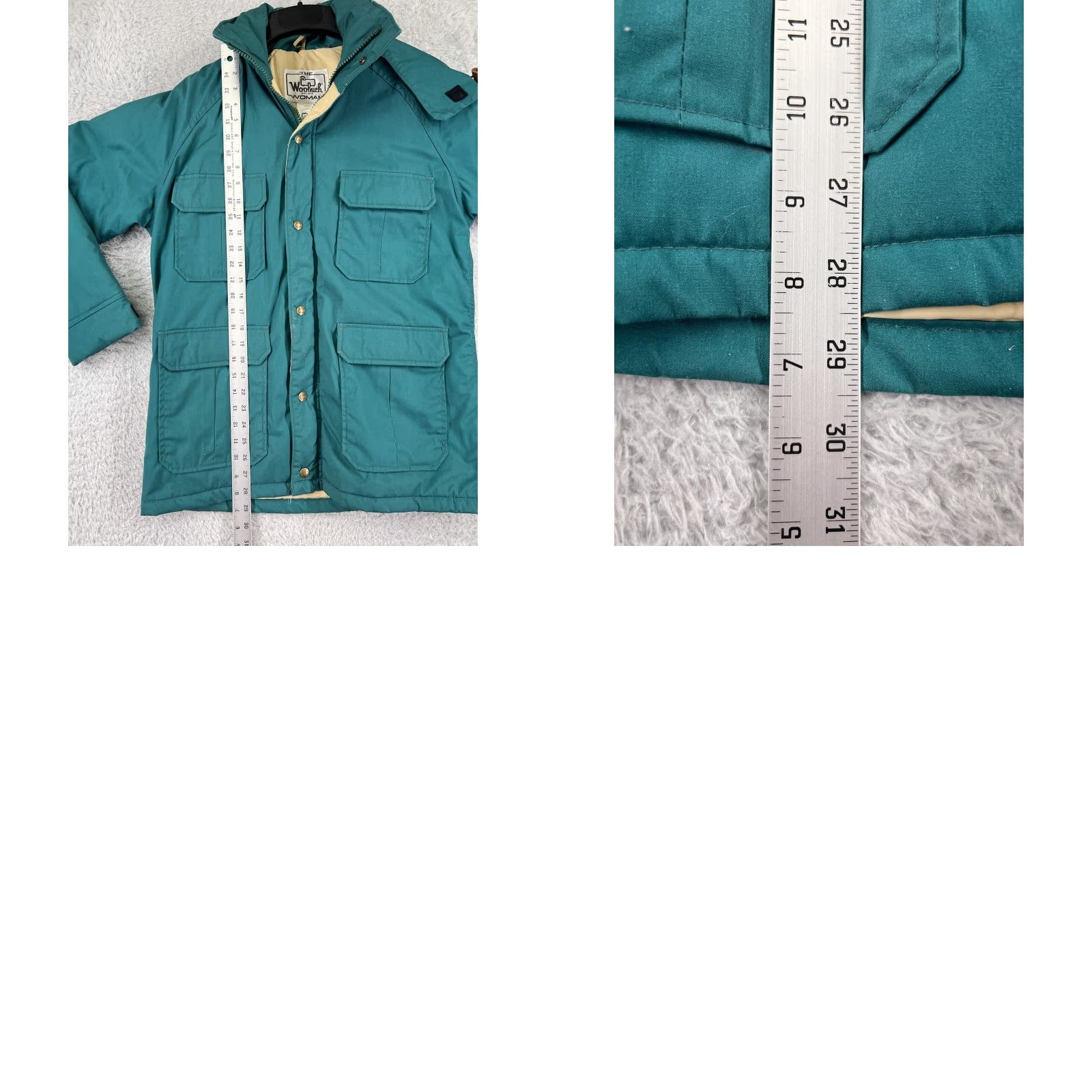 Vintage Woolrich Jacket Womens M Teal Hooded Pockets Winter Coat Polyester Knit All Seasons Long Sleeve Modern Overcoat Casual Everyday Size M / US 6-8 / IT 42-44 - 9 Thumbnail