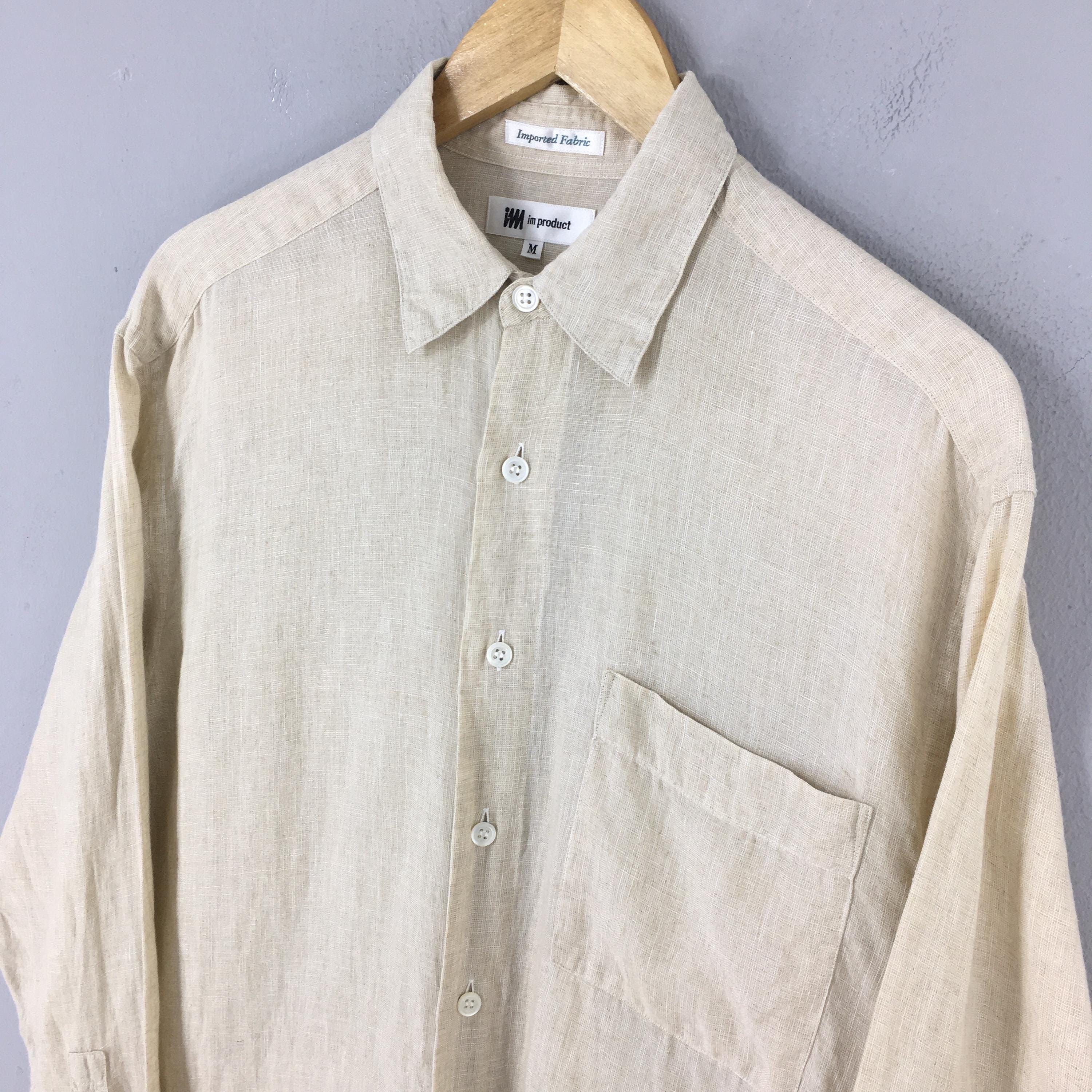 Issey Miyake 90s Issey Miyake Design Studio Beige Linen Shirt Medium Size US L / EU 52-54 / 3 - 4 Thumbnail