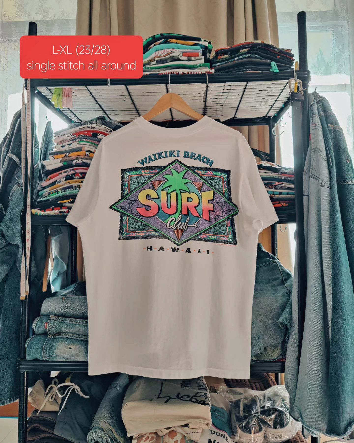 Vintage vintage 90s - Surf Club - Waikiki Beach, Hawaii 🏝️ Size US XL / EU 56 / 4 - 6 Thumbnail