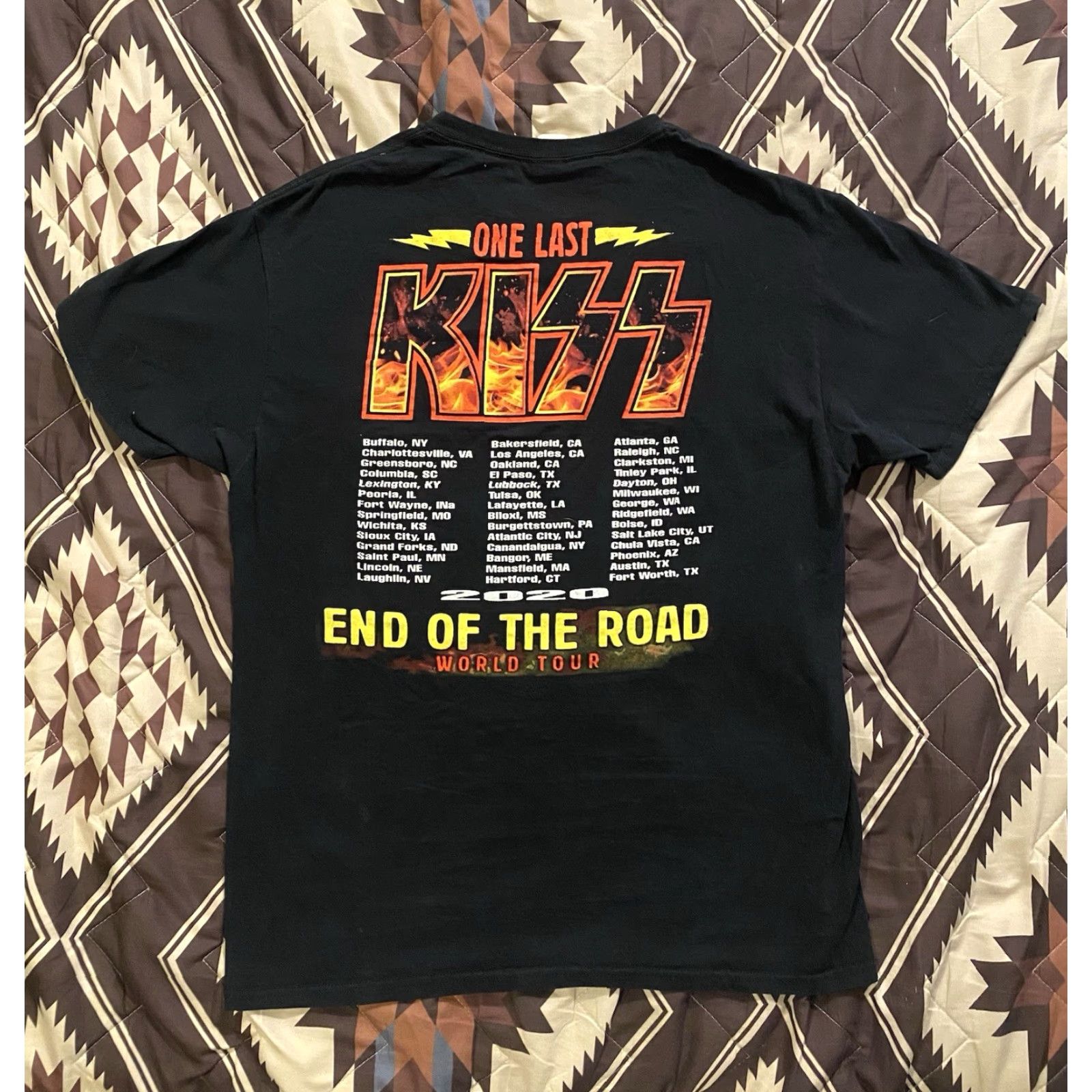 Fruit Of The Loom KISS 2020 End Of The Road World Tour Last Kiss T Shirt Black Double Sided Medium Mens Womens Unisex Adults Cotton Crew Neck Short Sleeve Size US M / EU 48-50 / 2 - 2 Thumbnail