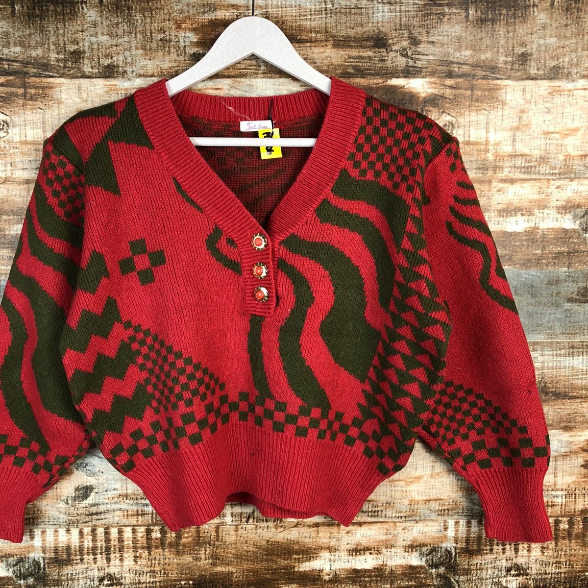 Homespun Knitwear × Japanese Brand × Vintage Self Suece Red vintage Knitwear #A1706 Size S / US 4 / IT 40 - 3 Thumbnail