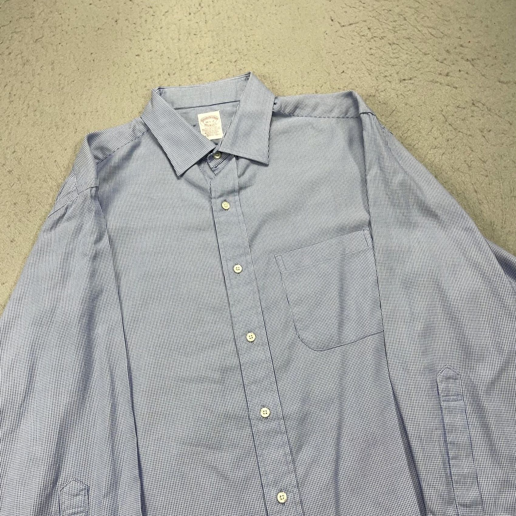 Brooks Brothers VINTAGE Brooks Brothers Dress Shirt Mens 16.5 Blue Check Classic Made USA Makers Shirt Size 46R - 3 Thumbnail