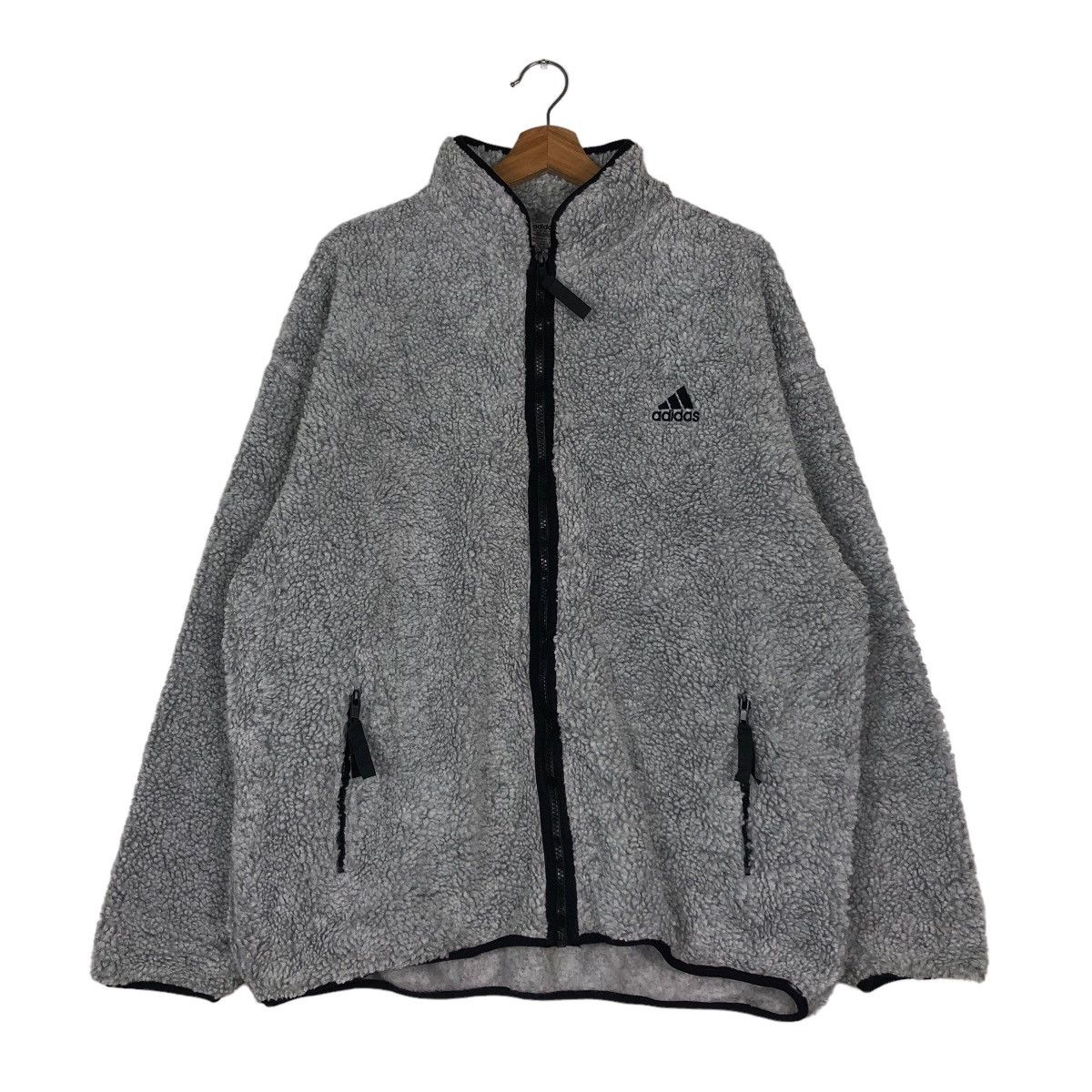 Adidas 🔥Vintage Dip Pile Fleece Zipper Jacket Adidas Size US L / EU 52-54 / 3 - 1 Thumbnail