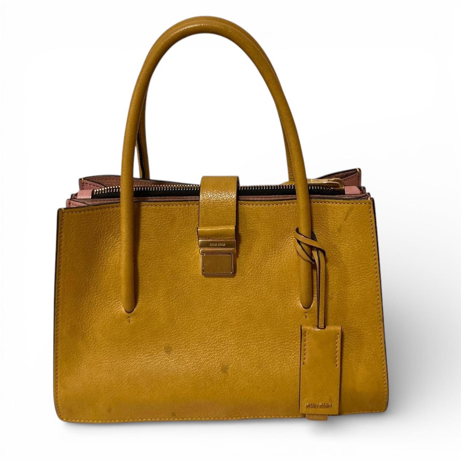 Miu Miu Miu Miu - Mustard Yellow Leather Handbag Size ONE SIZE - 2 Thumbnail
