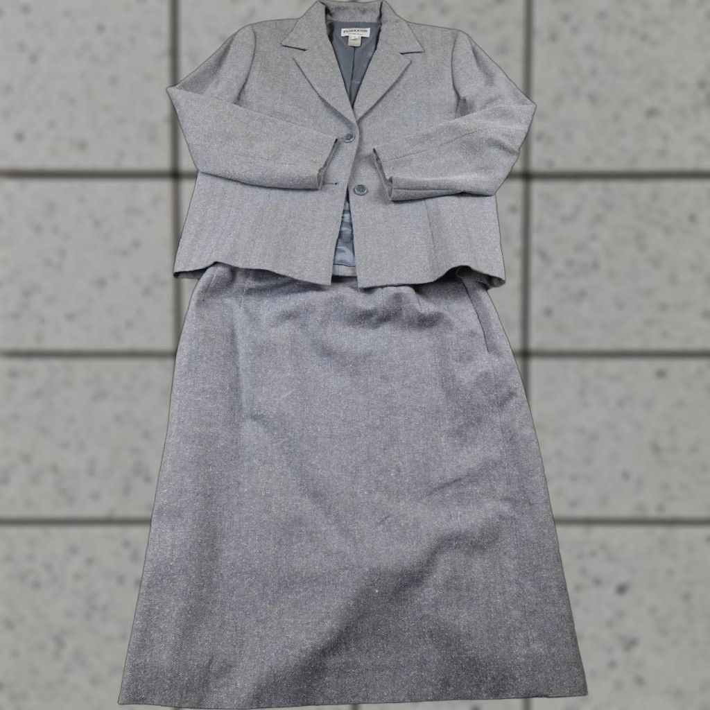 Pendleton VINTAGE Pendleton Suit Womens 10 Blue Wool Silk Herringbone Skirt Jacket Set USA Size 32" / US 10 / IT 46 - 1 Thumbnail