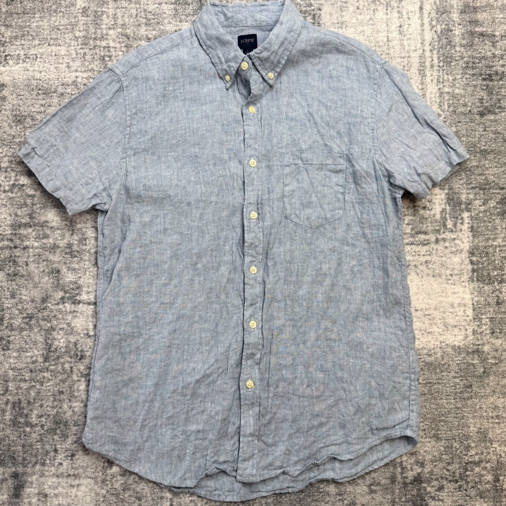 J.Crew J.CREW Shirt Mens L Light Blue Linen Blend Button-Down Beach Coastal Resort Casual Travel) Size US L / EU 52-54 / 3 - 2 Thumbnail