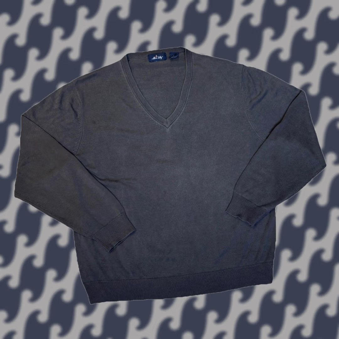 Vintage VINTAGE Allen Solly Sweater Pullover V-Neck Knit Dark Grey Silk Cotton Men L Pullover Knit Mens Regular Size US L / EU 52-54 / 3 - 1 Thumbnail