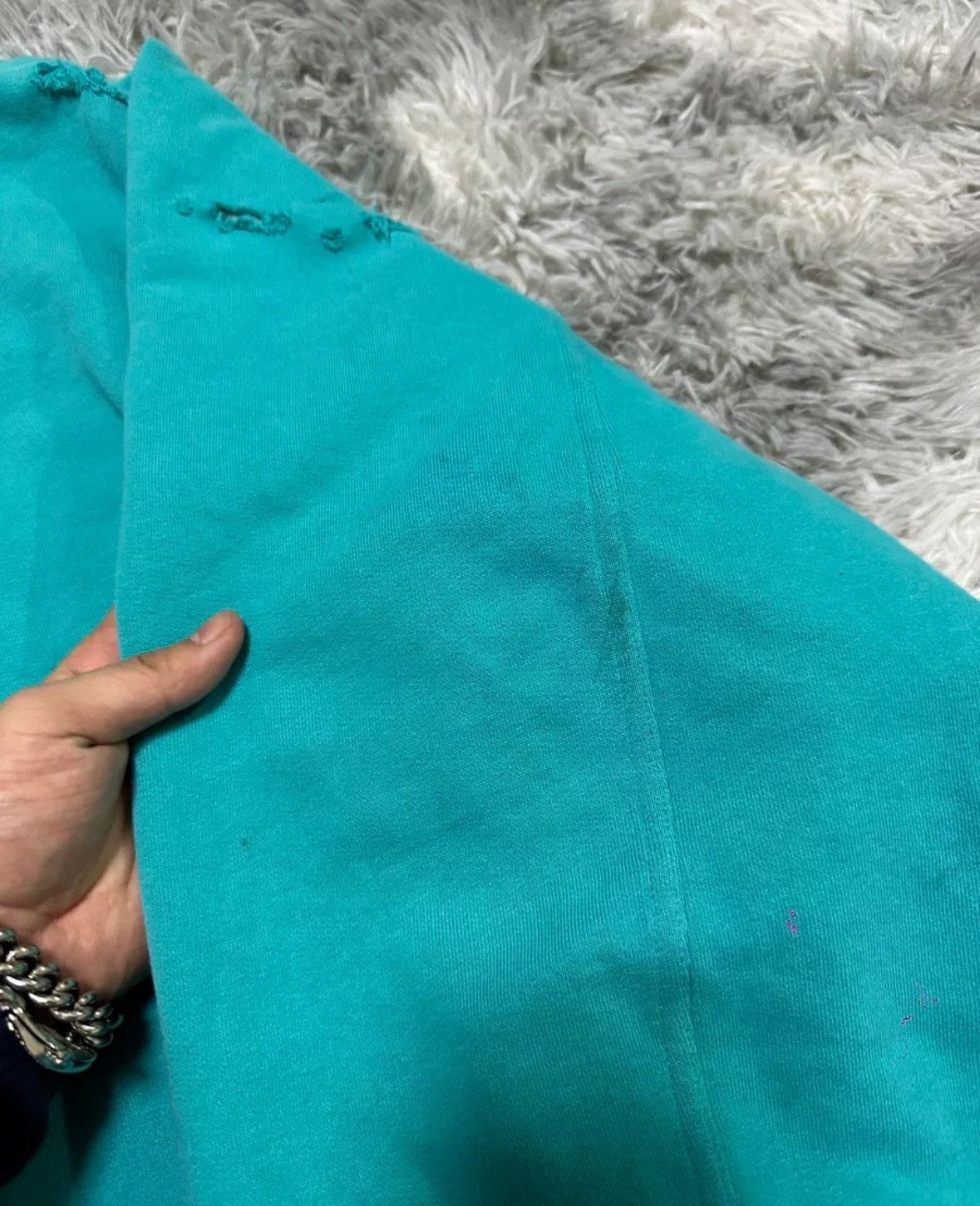 Balenciaga Balenciaga Lake Blue Destruction Double layered Hoodie Size US XXS / EU 40 - 4 Thumbnail