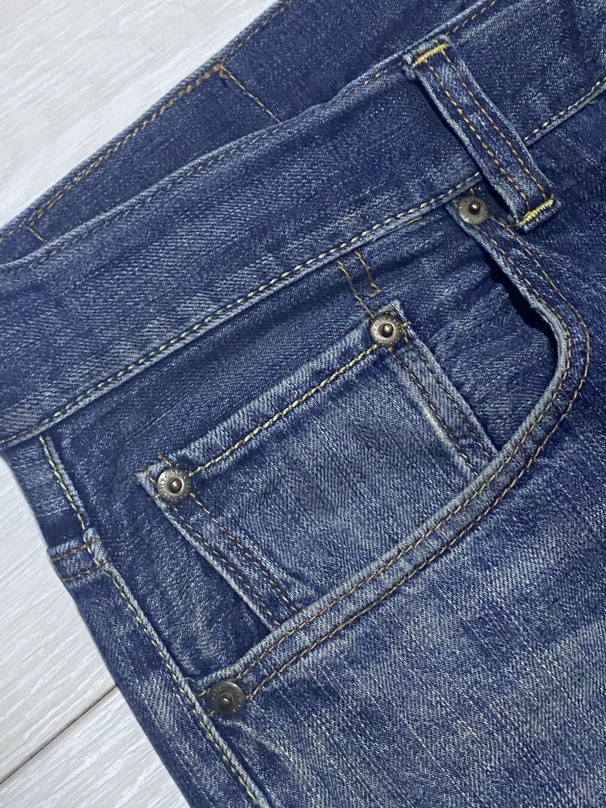 Japanese Brand Vintage Navy Produce Faded Baggy Wide Leg Jeans Size US 37 - 7 Thumbnail
