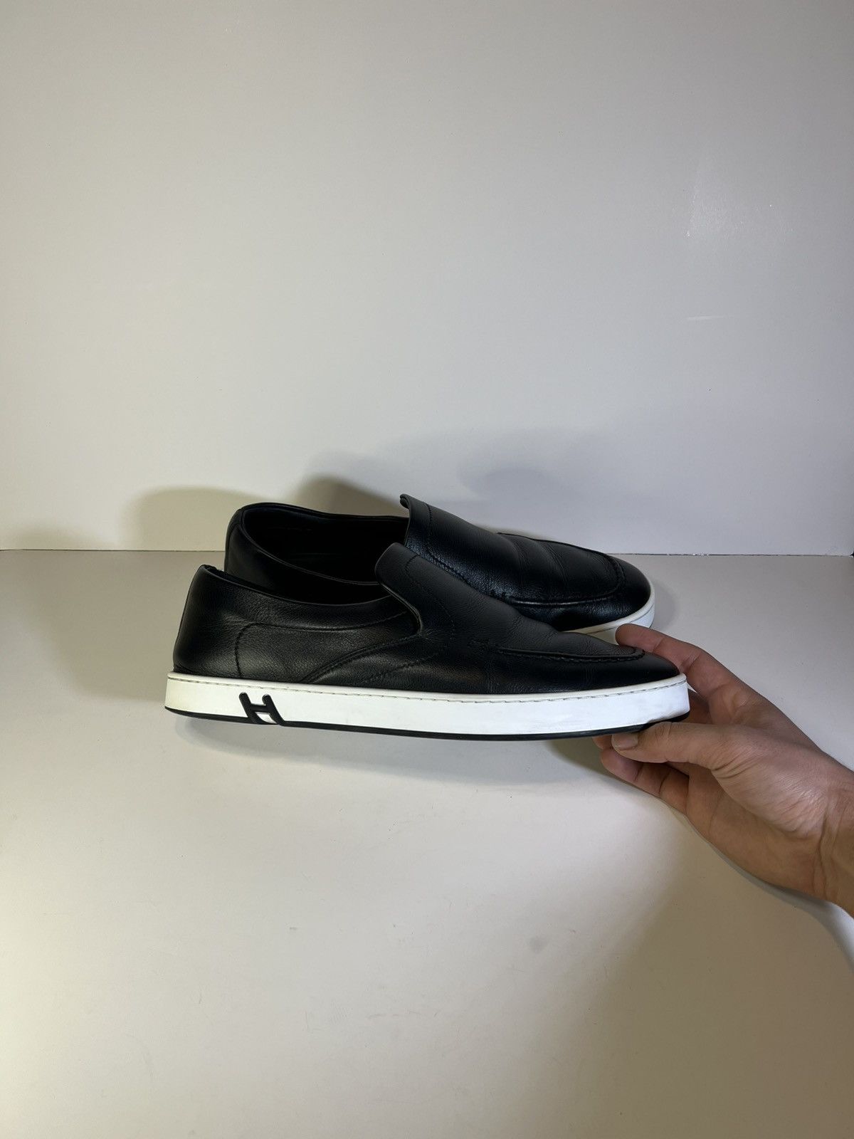 Hermes Hermès Kiddy slip-on sneaker calfskin leather designer luxur Size US 12 / EU 45 - 1 Thumbnail