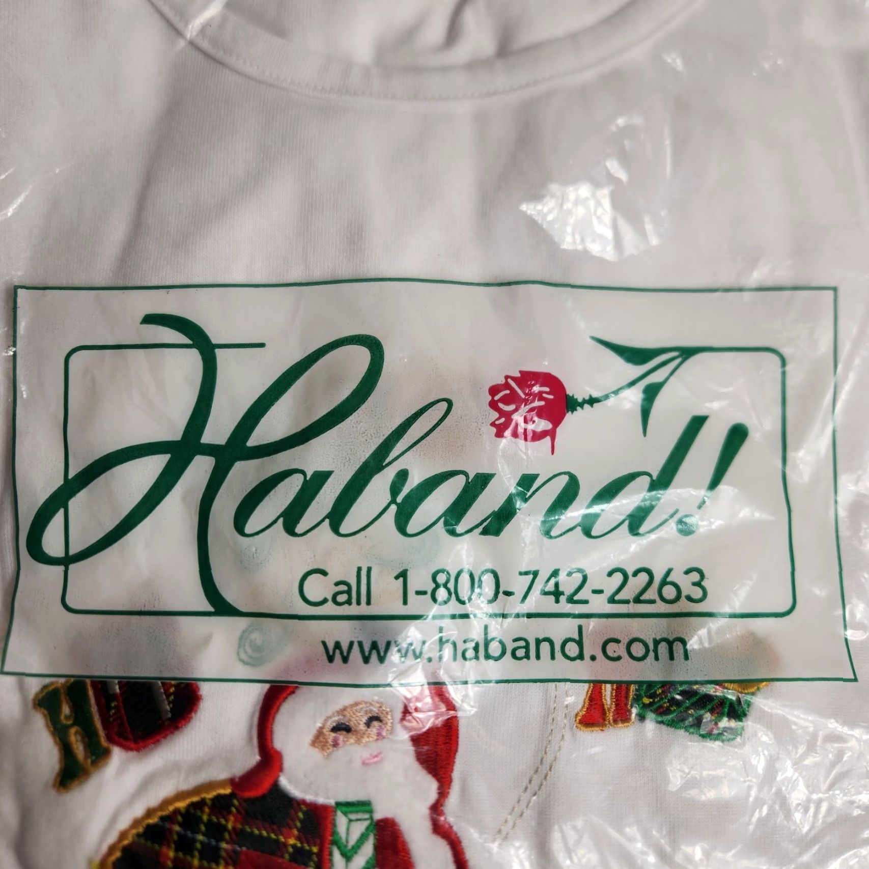 Haband VINTAGE Haband Womens |XX/2X| White Santa Embroidered Tee (NIP) Long Sleeve Shirt Christmas Holiday Knit Embroidered Mens Womens Girls Boys Size XXL / US 16-18 / IT 52-54 - 2 Thumbnail