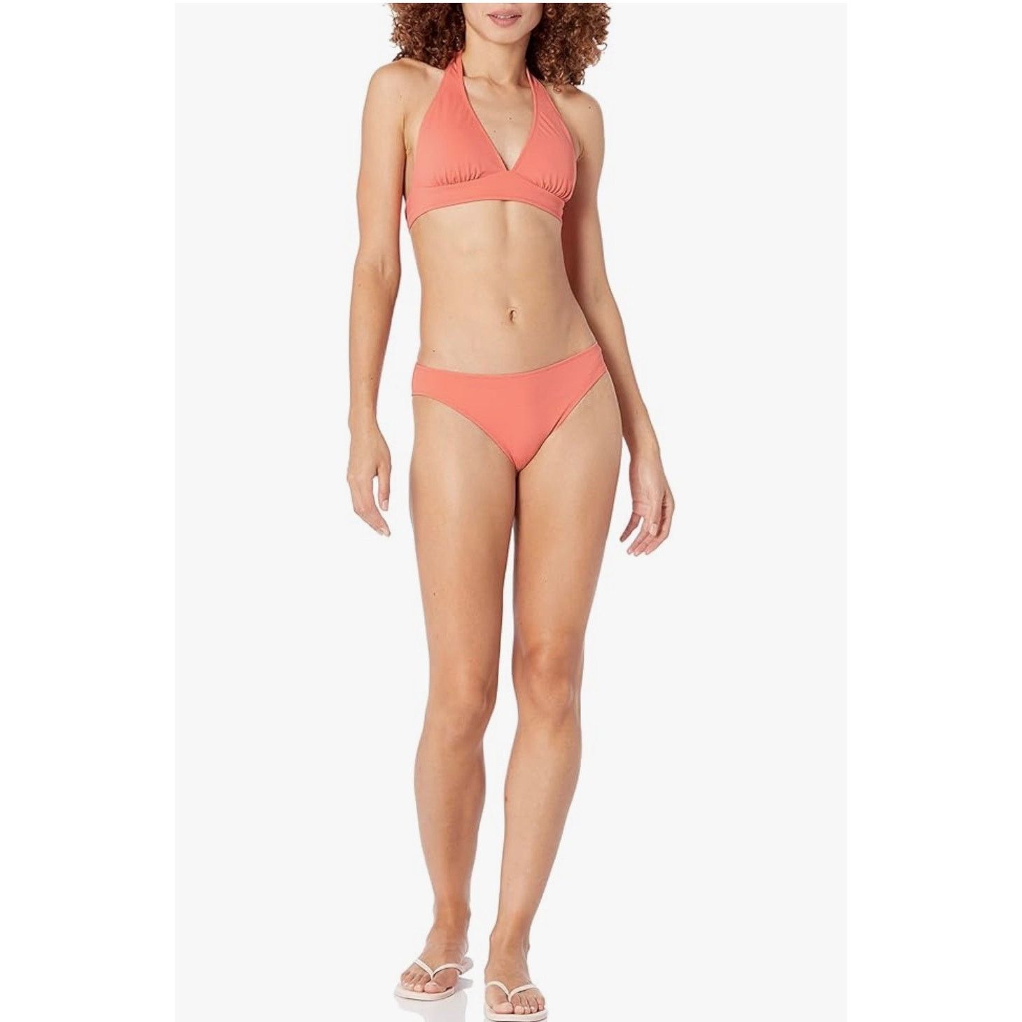 The Unbranded Brand Amazon Essentials Womens Tie Halter Bikini Top X Small Coral Size XS / US 0-2 / IT 36-38 - 4 Thumbnail