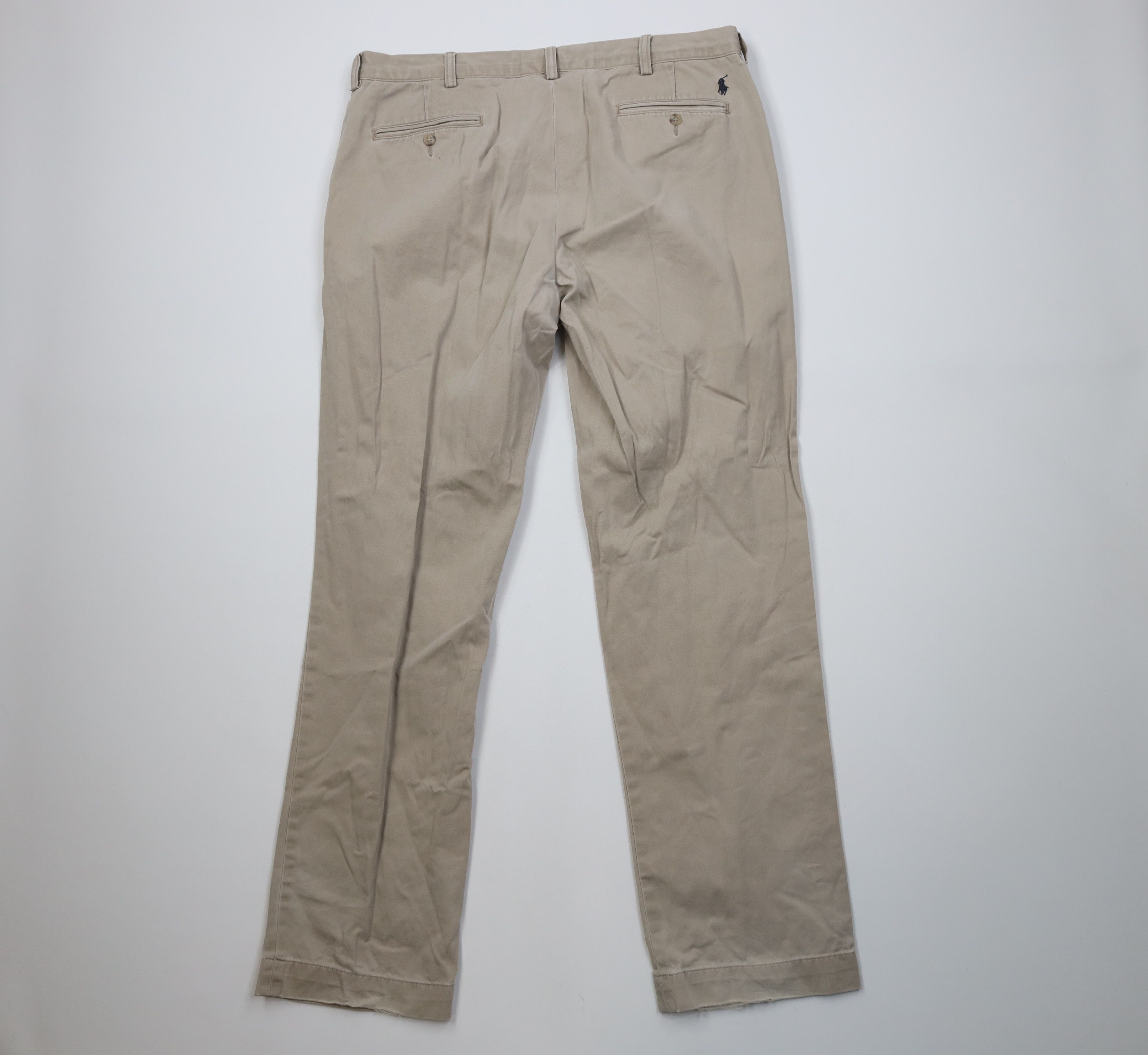 Vintage 90s Ralph Lauren Wide Leg Chino Pants Beige Cotton