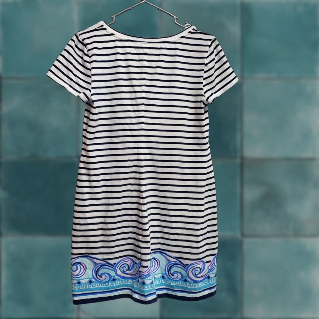 Lilly Pulitzer Lilly Pulitzer T-Shirt Dress Women M White Navy Blue Striped Coastal Beachy FLAW dress Size M / US 6-8 / IT 42-44 - 1 Thumbnail