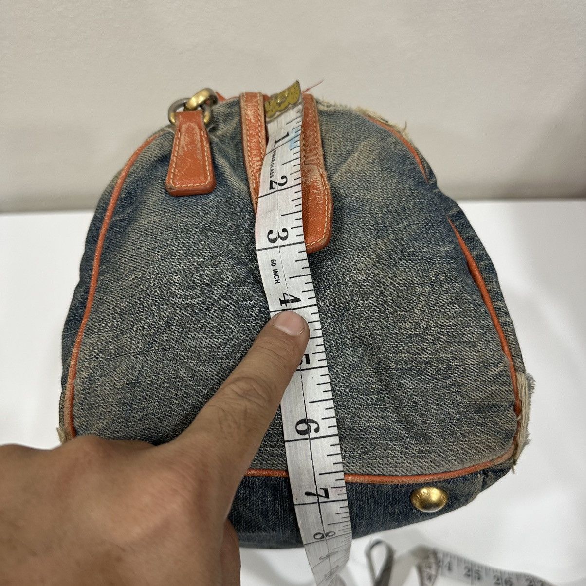 Prada PRADA DISTRESSED DENIM BAULETTO 2 WAY BOSTON BAG Size ONE SIZE - 18 Thumbnail
