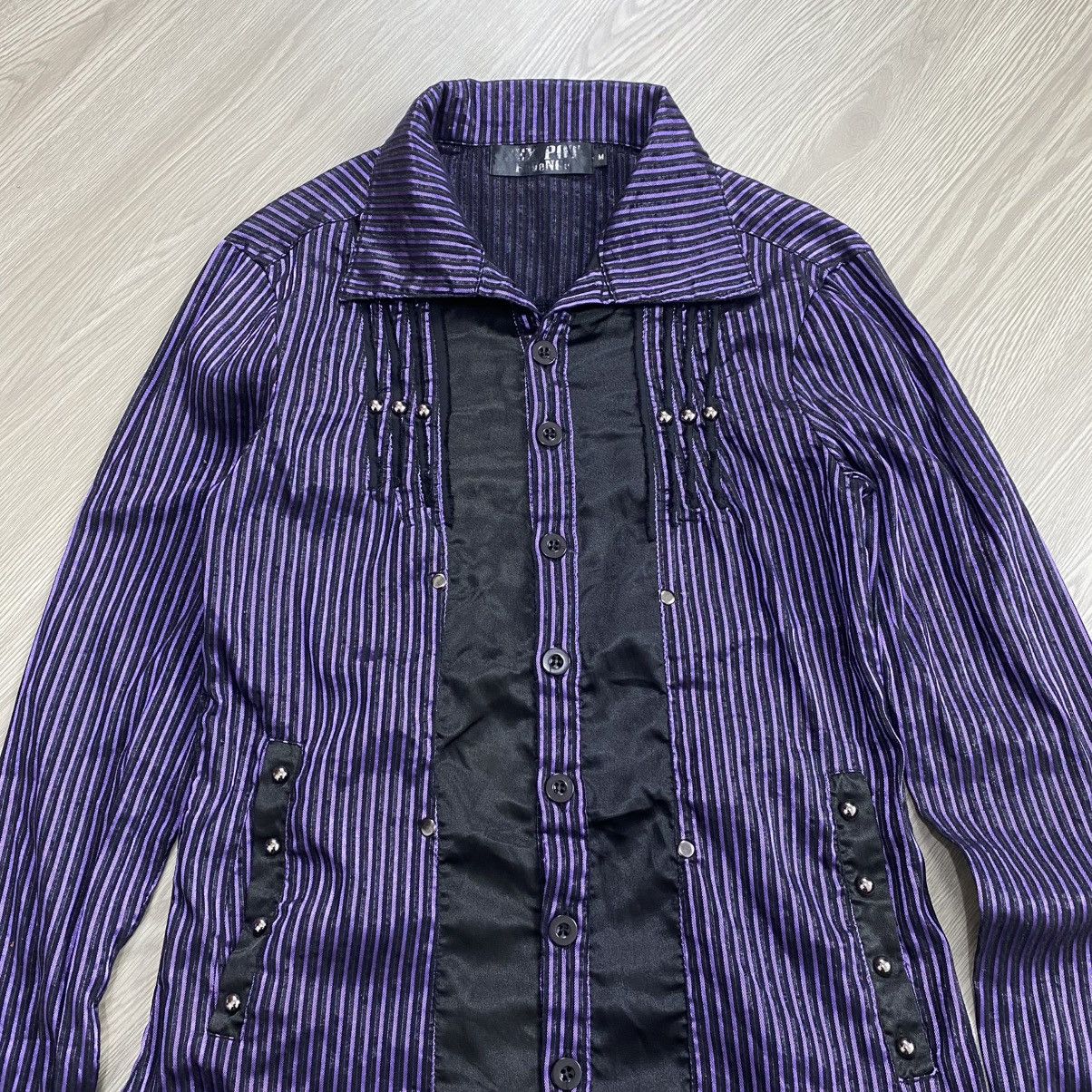 14th Addiction × If Six Was Nine × Japanese Brand 00s Sex Pot Revenge H Anarchy Punk Lgb Studded Stripe Shirt Size US S / EU 44-46 / 1 - 4 Thumbnail