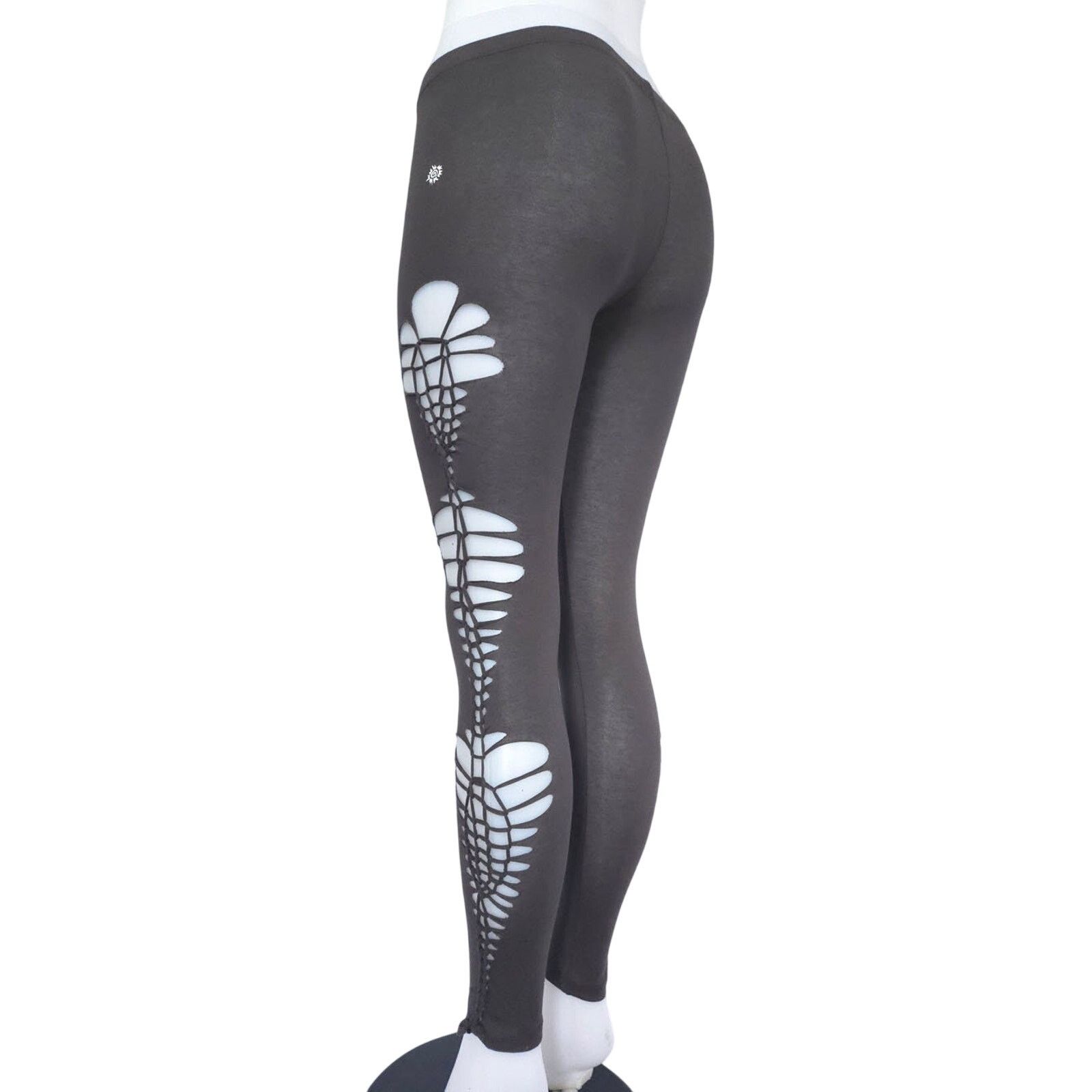 Designer SolAura Designs EARTHBOUND LATTICE Cut Leggings LARGE Size 32" / US 10 / IT 46 - 7 Thumbnail