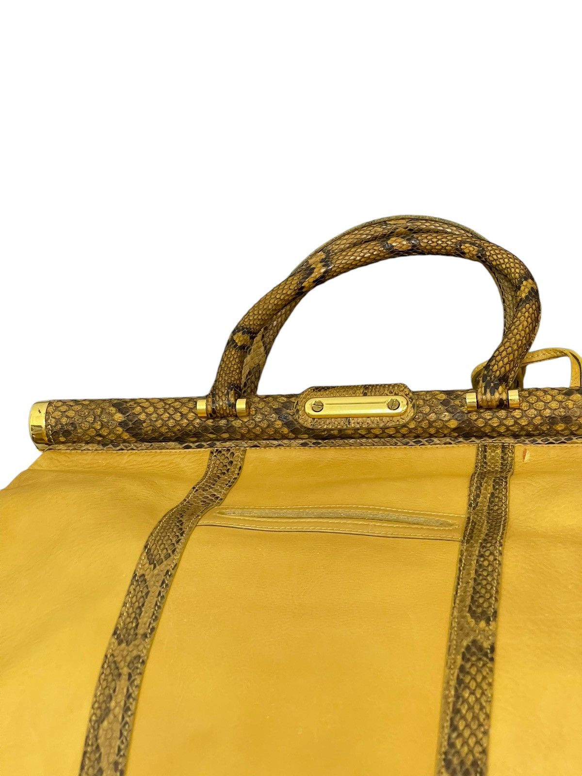 Genuine Leather Full Leather Python Vtg Elegance Italy Hand Bag 1🟩0 Size ONE SIZE - 9 Thumbnail
