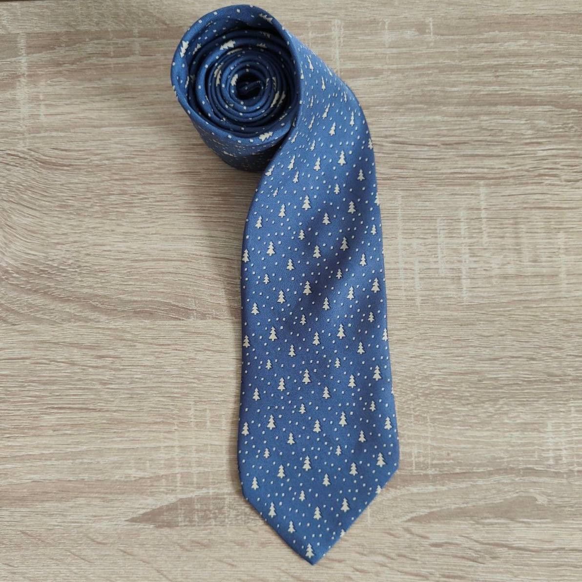 Hermes Hermes Paris Silk Tie 5150 HA Trees Blue Size ONE SIZE - 1 Thumbnail