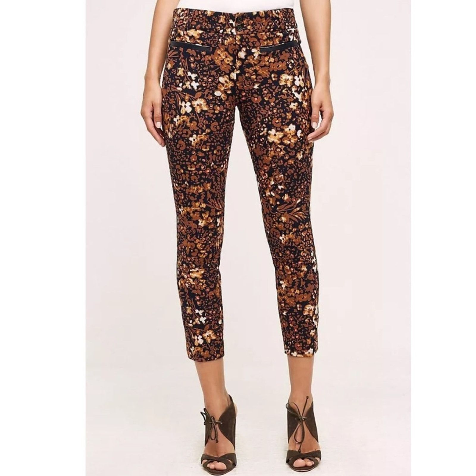 Anthropologie Anthropologie The Essential Slim Autumn Floral Trouser Pants Size 30" / US 8 / IT 44 - 1 Thumbnail