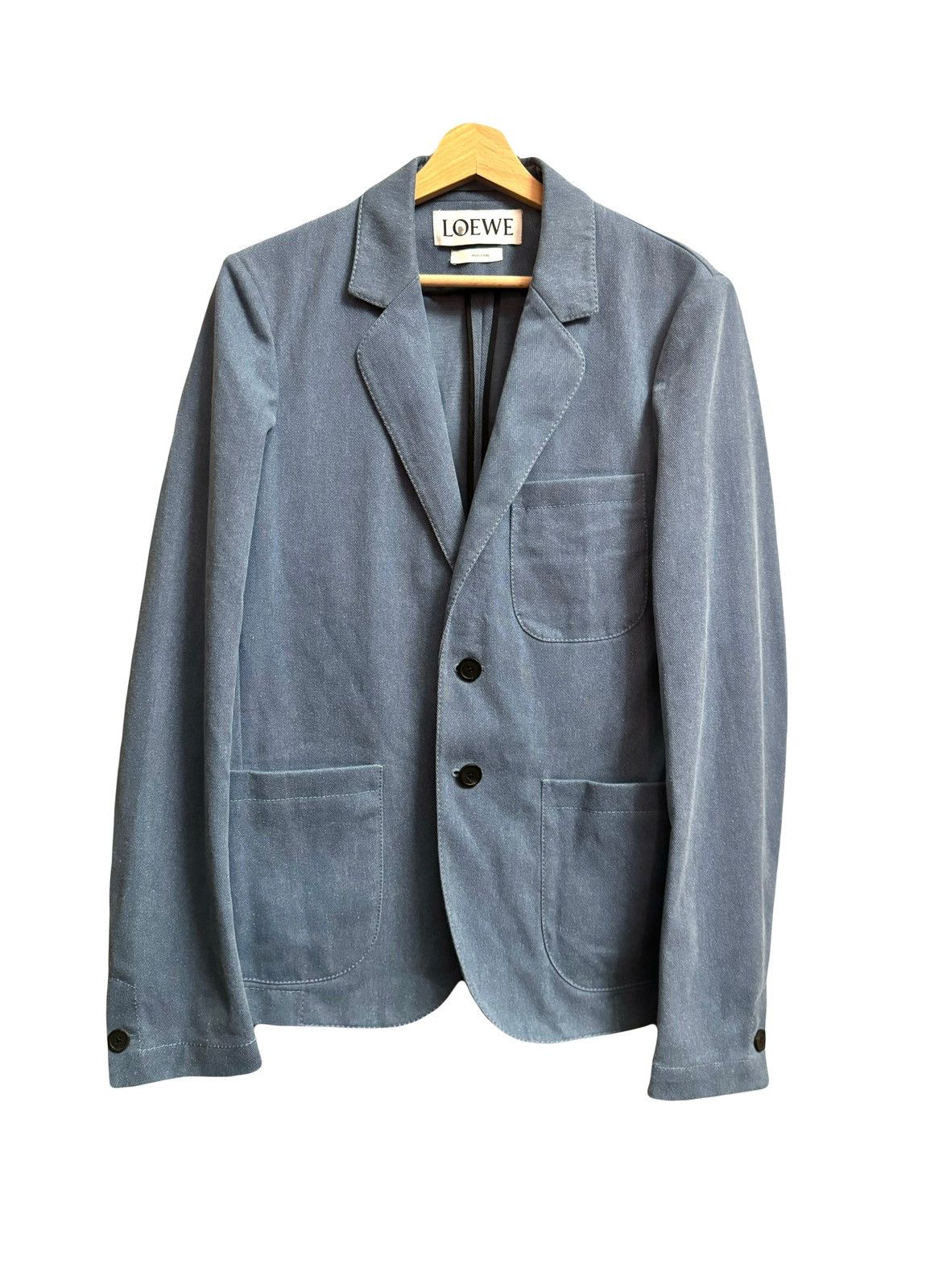 image of Loewe Fitted Blue Denim Blazer Jacket 46, Men's (Size Small)