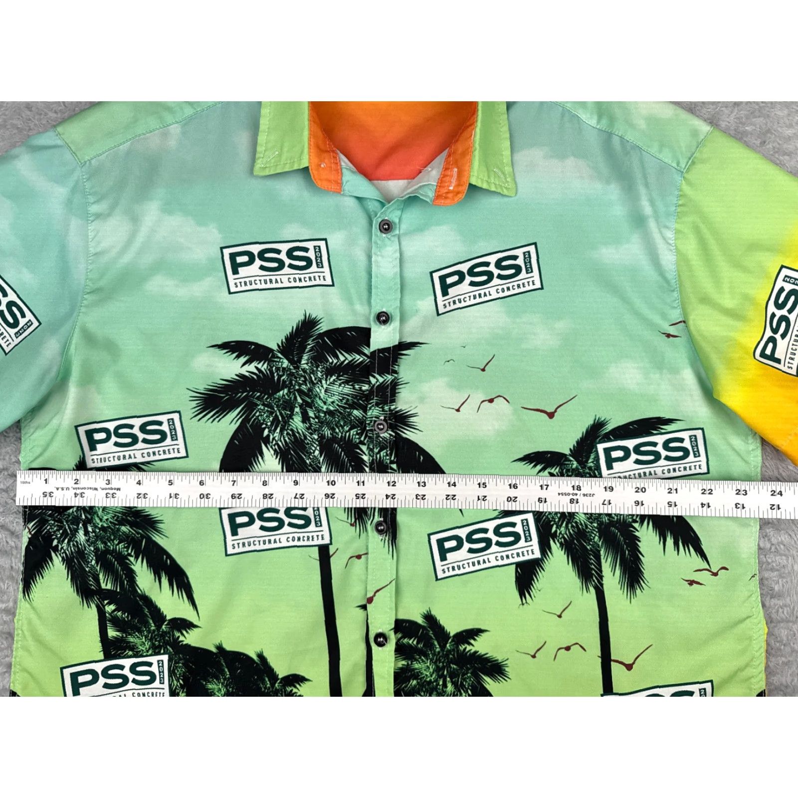 Vintage VINTAGE Precast Structural Solutions Shirt Men Medium Blue Orange Palm Sunset Hawaiian Size US M / EU 48-50 / 2 - 7 Thumbnail