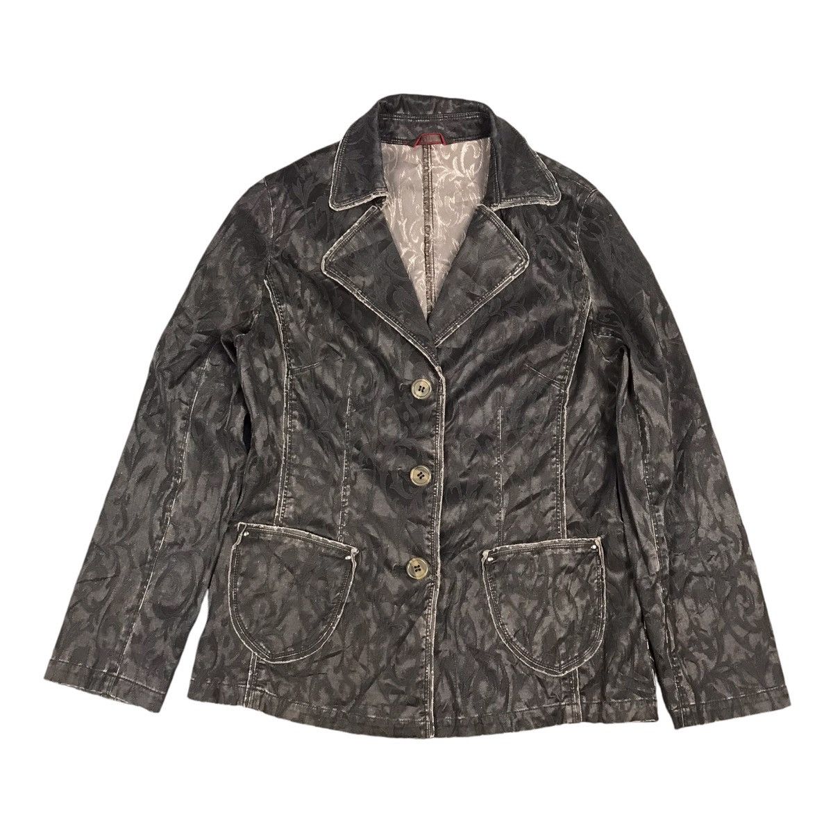 Japanese Brand × Vintage BLACK FLOWER DESIGN JACKET PUNK STYLE Size US XS / EU 42 / 0 - 1 Thumbnail