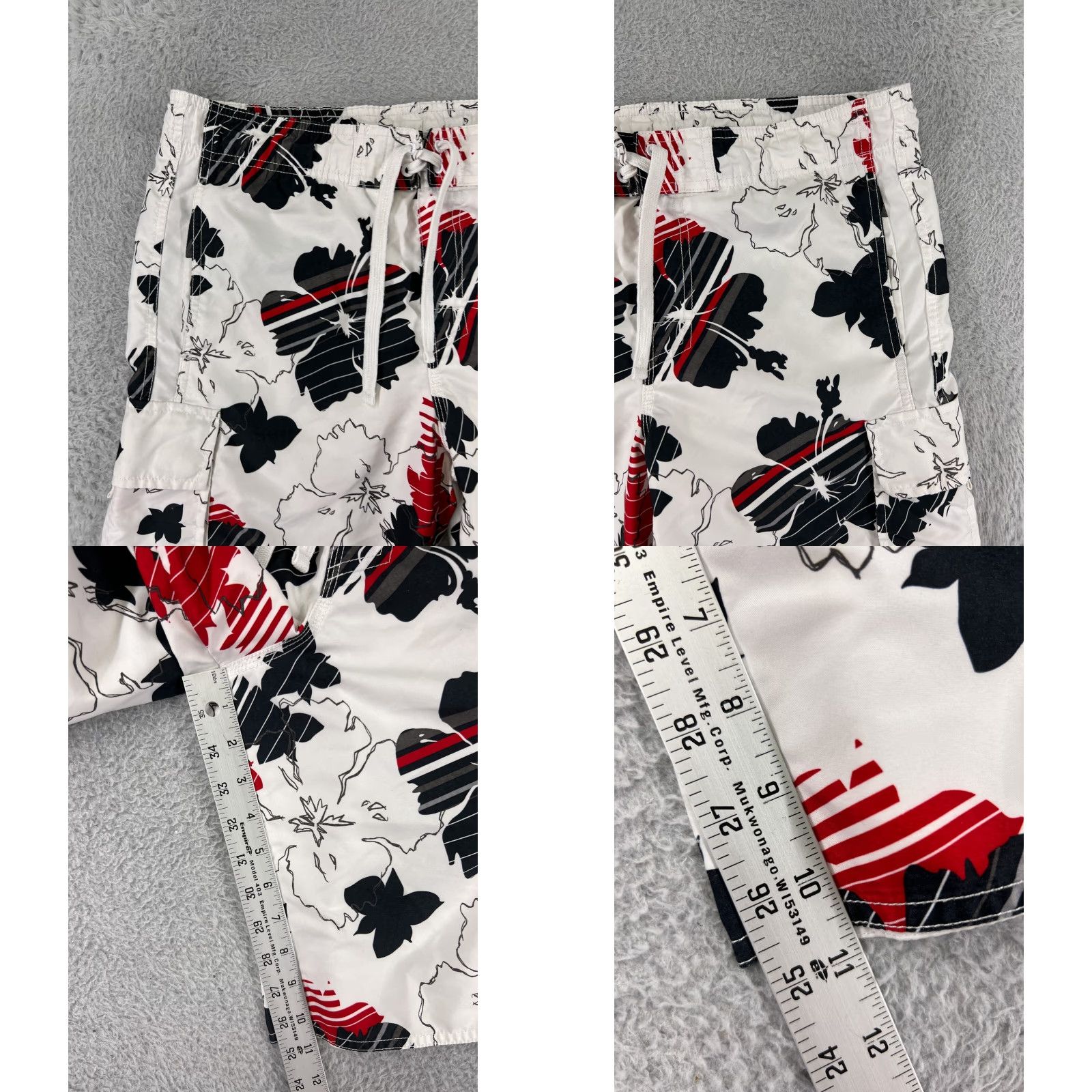Hang Ten Hang Ten Mens Board Shorts Swim Trunks White Black Red Floral Short S Men’s Black White Red Floral Board Shorts Hang Ten Mens Size US 29 - 8 Thumbnail