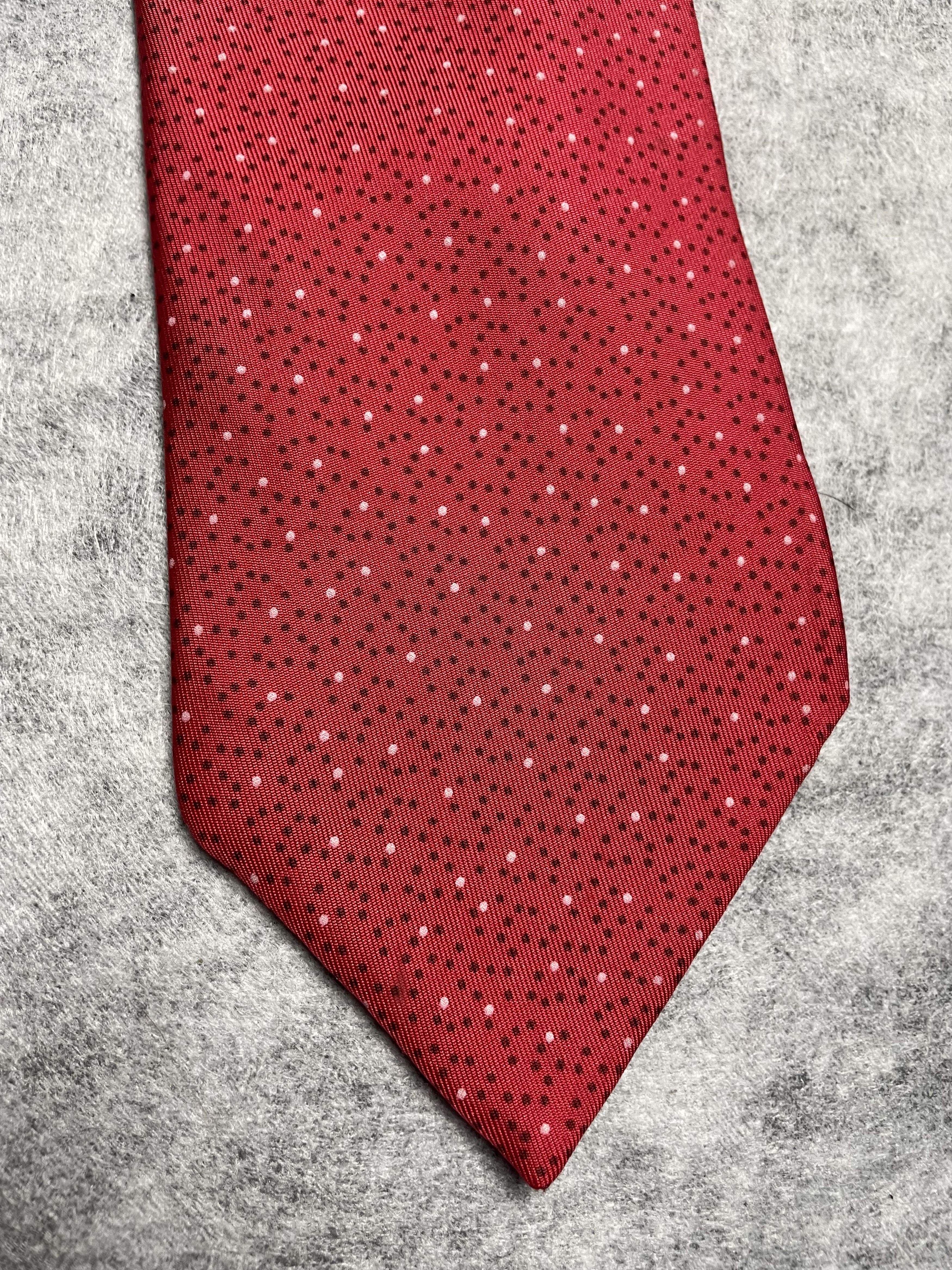 Hermes HERMES Paris 7902 MA Polka Dot Pattern Red Silk Tie Size ONE SIZE - 7 Thumbnail