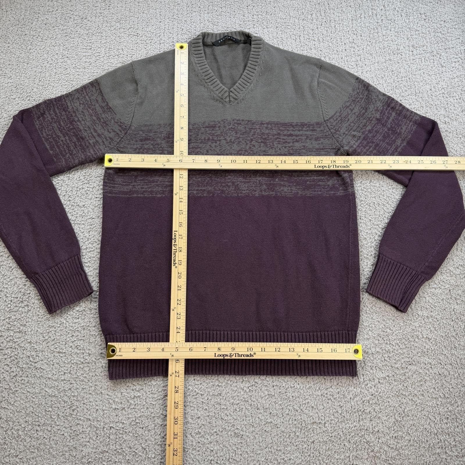 Sean John Sean John Gray Plum Colorblock V-Neck Knit Sweater Mens M Size US M / EU 48-50 / 2 - 3 Thumbnail