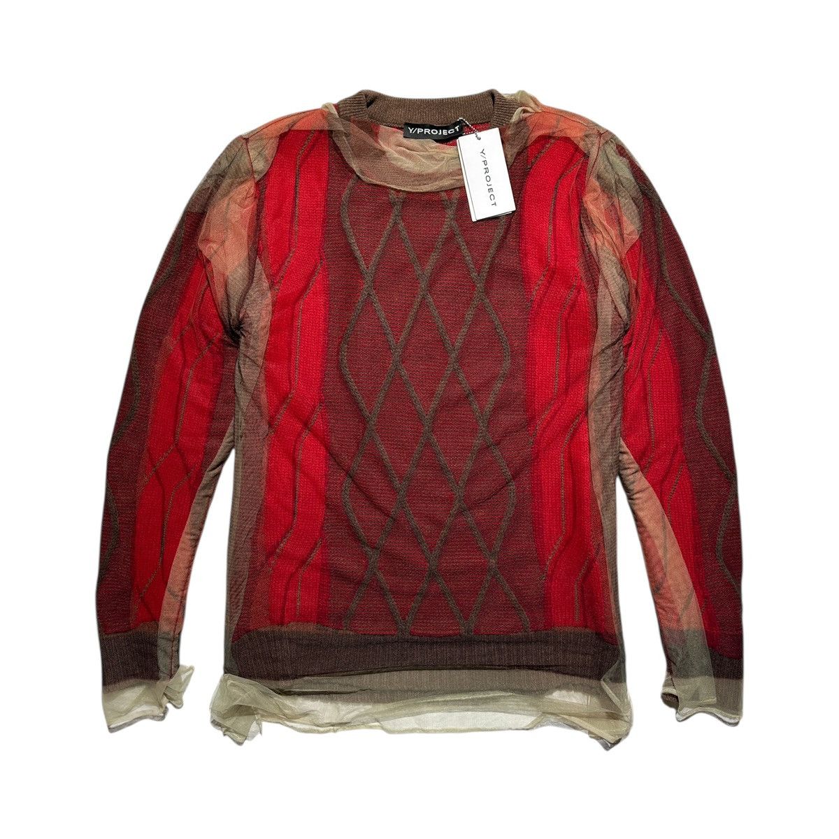 Y/Project $1,275 Layered mesh knit argyle sweater Size US S / EU 44-46 / 1 - 1 Thumbnail