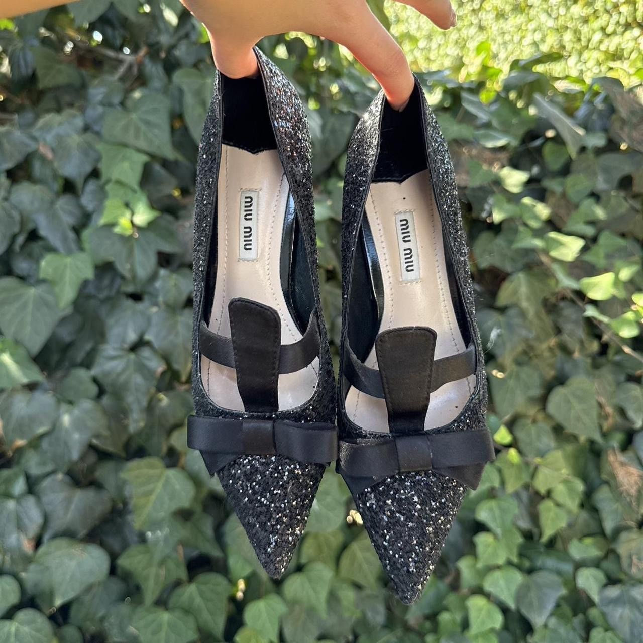 Miu Miu Miu Miu black sparkly bow heels Size US 6 / IT 36 - 2 Thumbnail