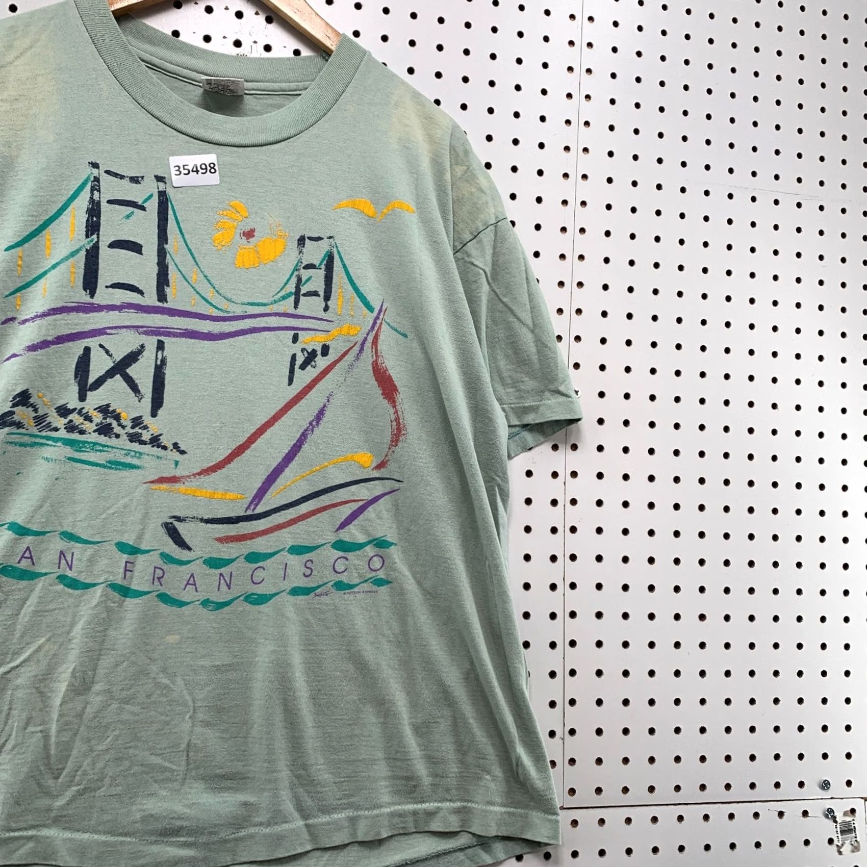 Anvil VINTAGE San Francisco Shirt Mens XL 90s Green Golden State Bridge Single Stitch 23x28 Nike Size US XL / EU 56 / 4 - 4 Thumbnail